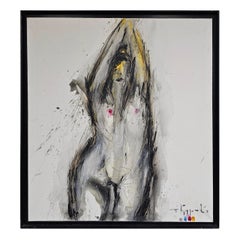 Large Scale Oil on Canvas of a female nude by a Serbian painter Stojan Djuric
