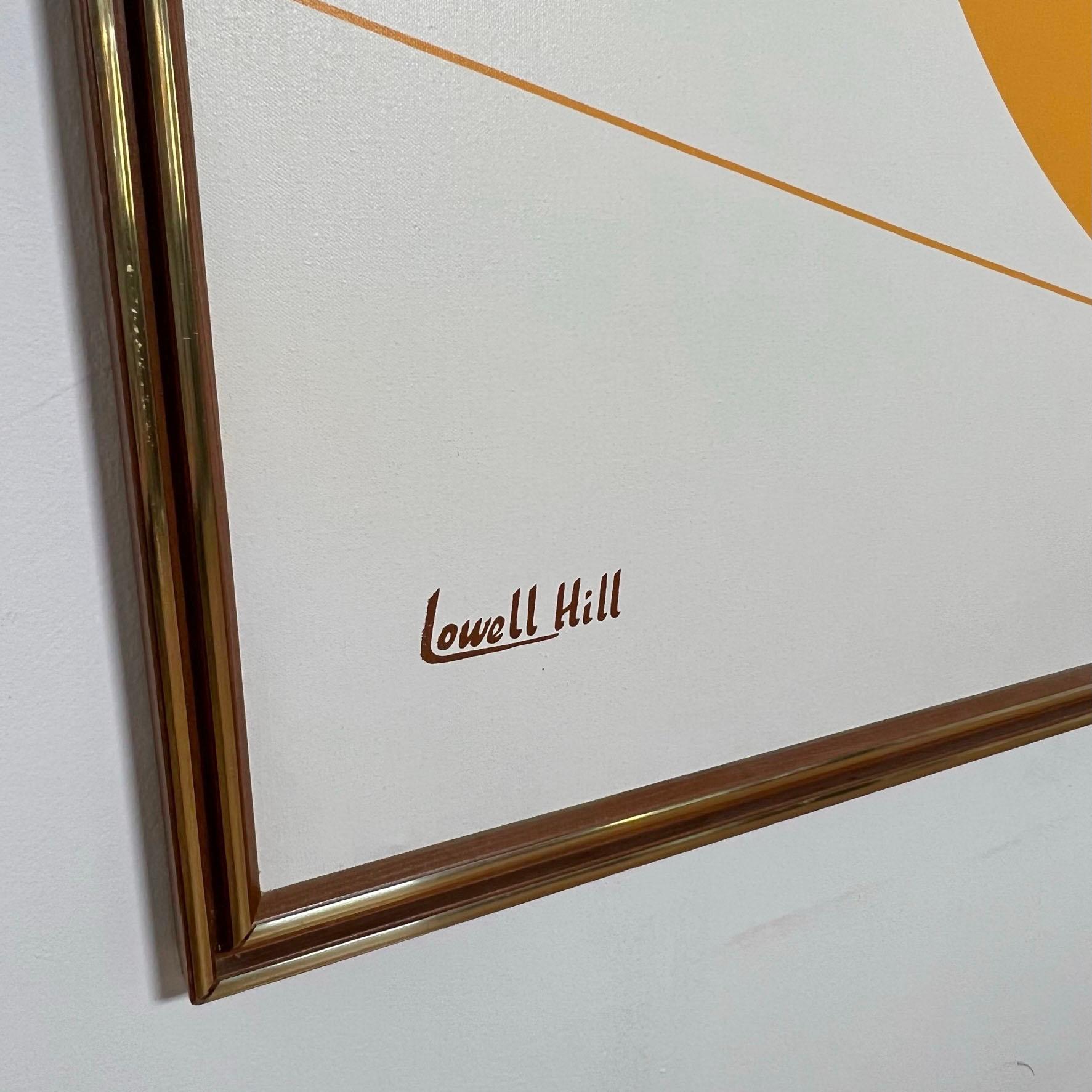 Large Scale Op Art Mid-Century Painting Signed Lowell Hill In Good Condition In Peabody, MA