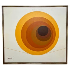 Large Scale Op Art Mid-Century Painting Signed Lowell Hill