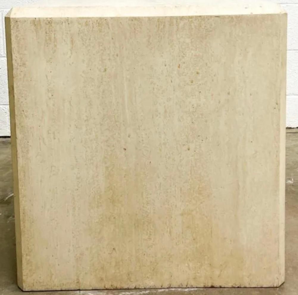 20th Century Large Scale Organic Modern Travertine Stone Side Or End Tables / Pedestals -Pair For Sale