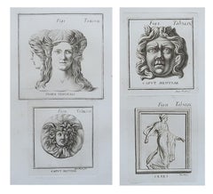 Large Scale Original Antique Grand Tour Prints- Masks. Rome, 1776