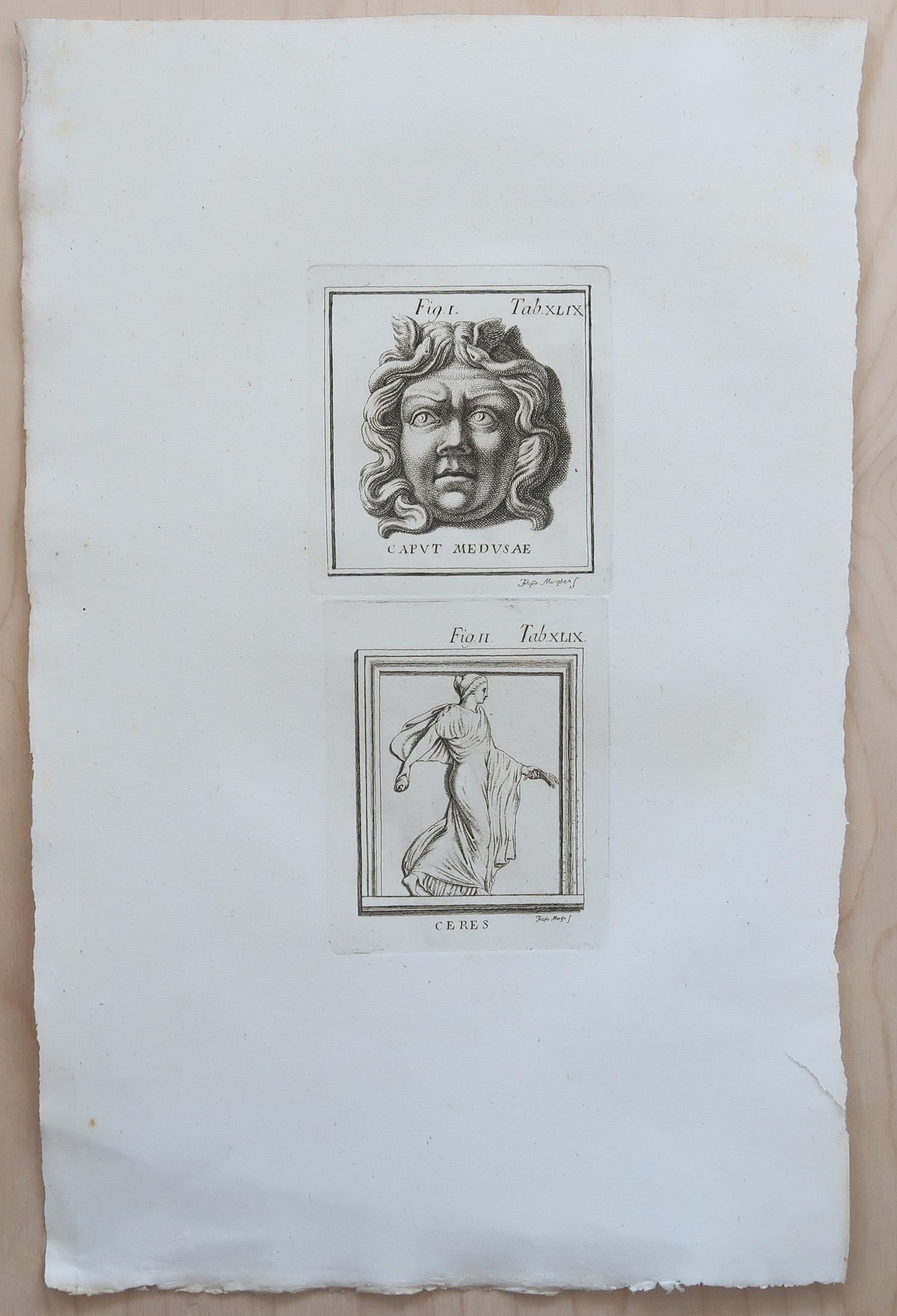 Originale antike Grand Tour-Drucke in großformatigem Maßstab – Masken. Rom, 1776 (Italienisch) im Angebot