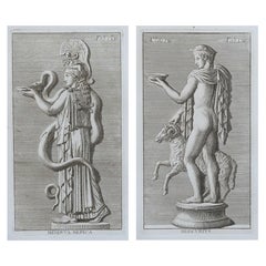 Grandes estampes originales anciennes du Grand Tour - Statues. Rome, 1776