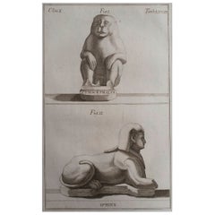 Large Scale Original Antique Print of Ancient Egyptian Sculpture. , 1776