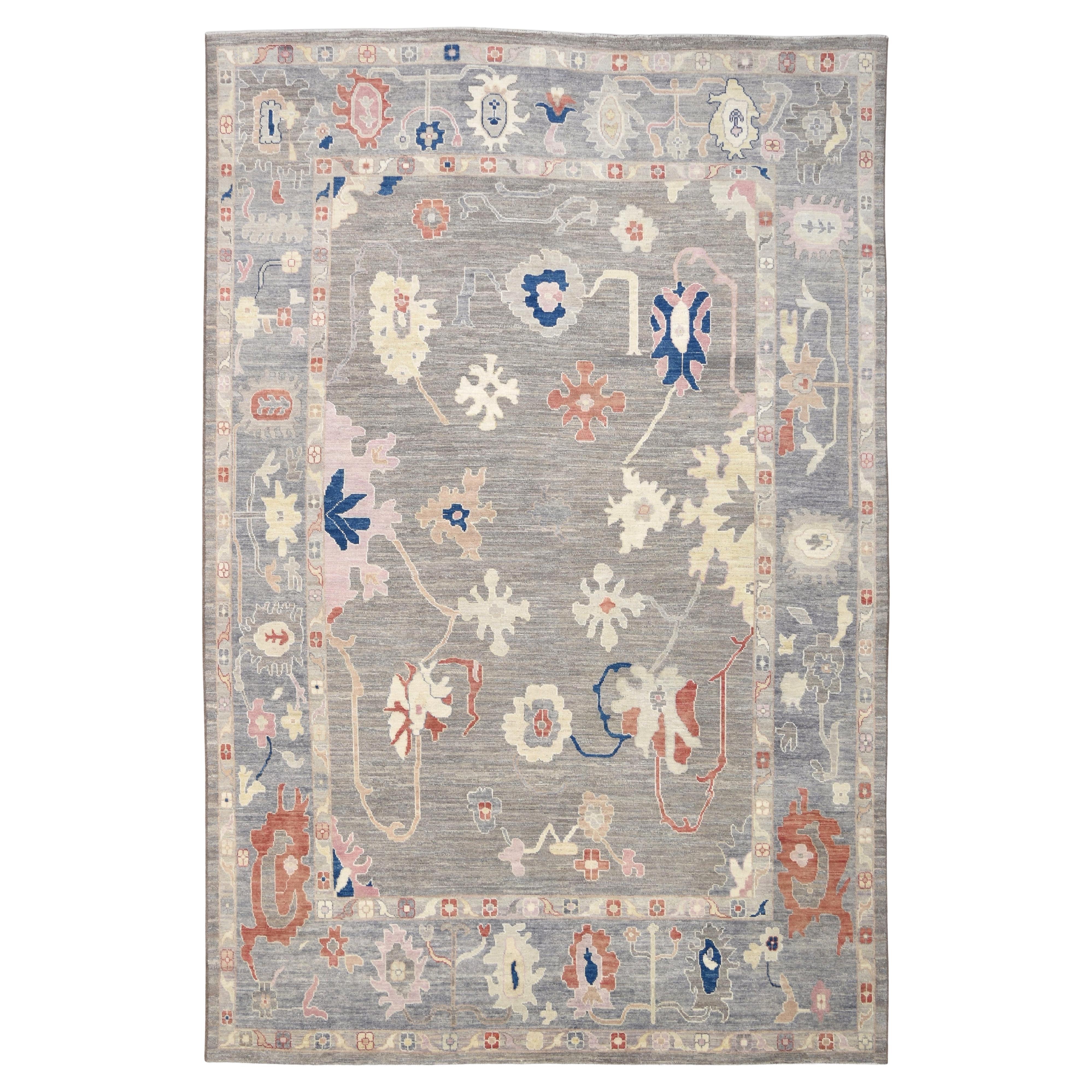 Großer Oushak-Wollteppich in Großformat 9'10''x14'10''