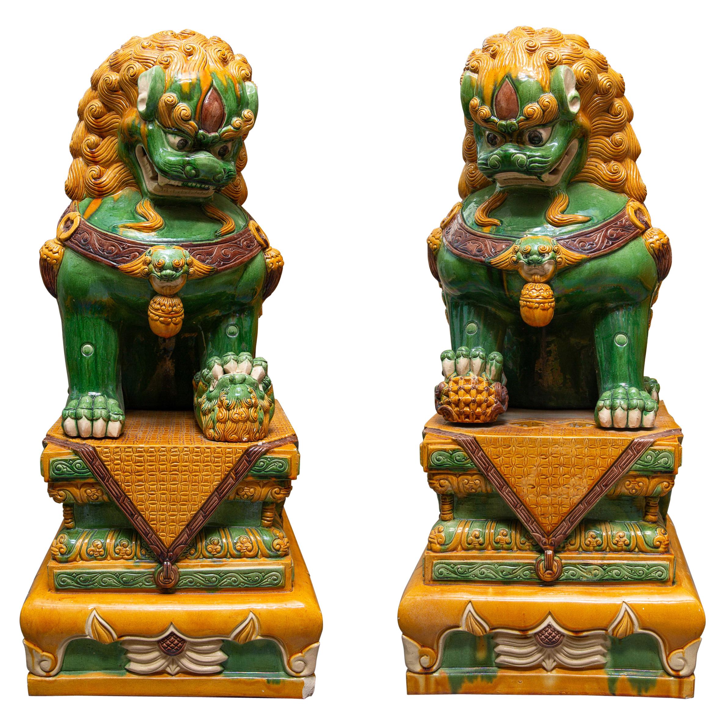 Large Scale Pair of Colorful Foo Dogs