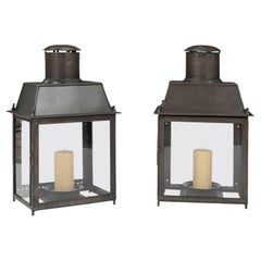 Large-Scale Pair of French Tole Lanterns