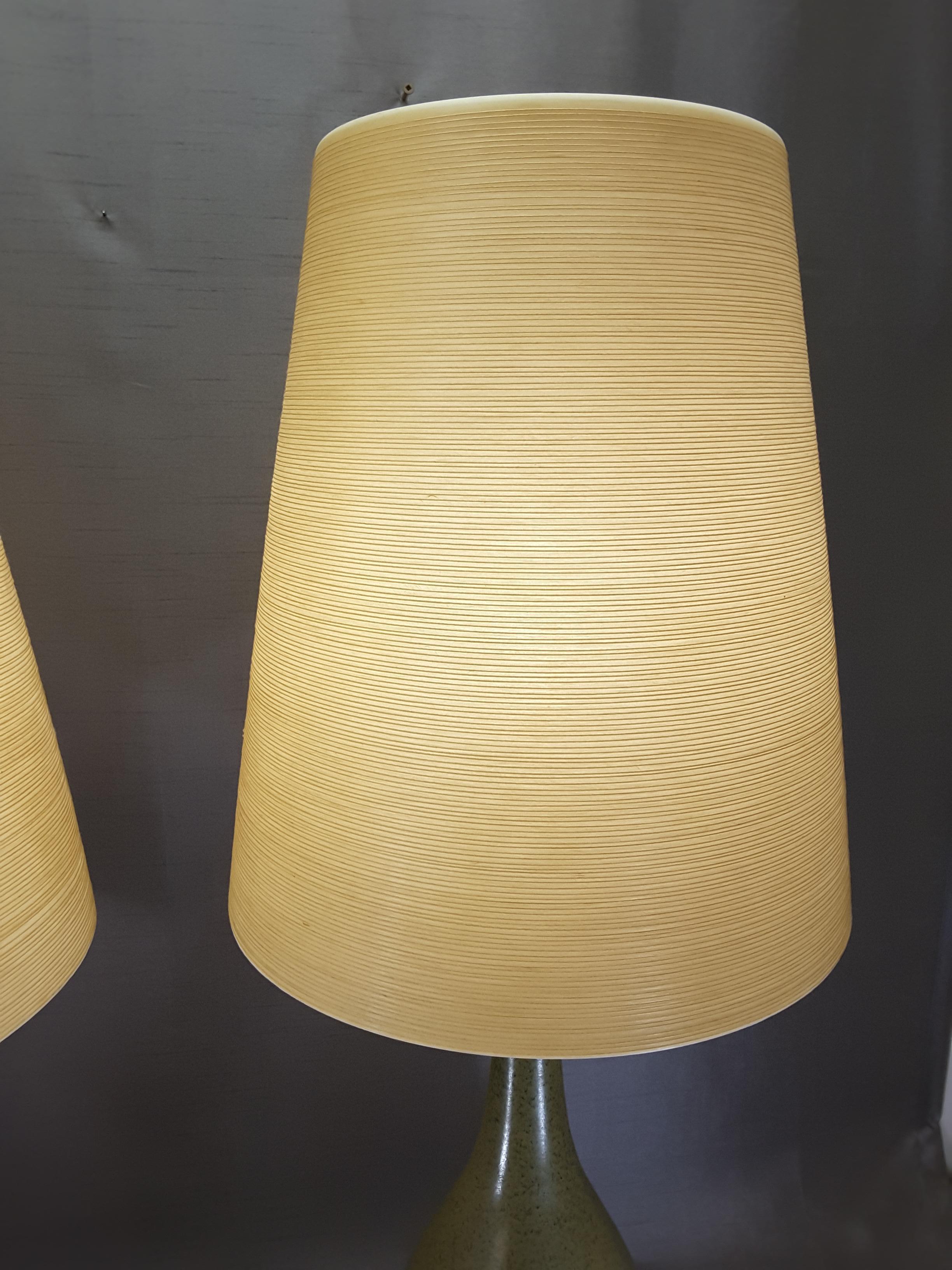 Hand-Crafted Large Scale Pair of Lotte & Gunnar Bostlund Forest Green Table Lamps, circa 1960