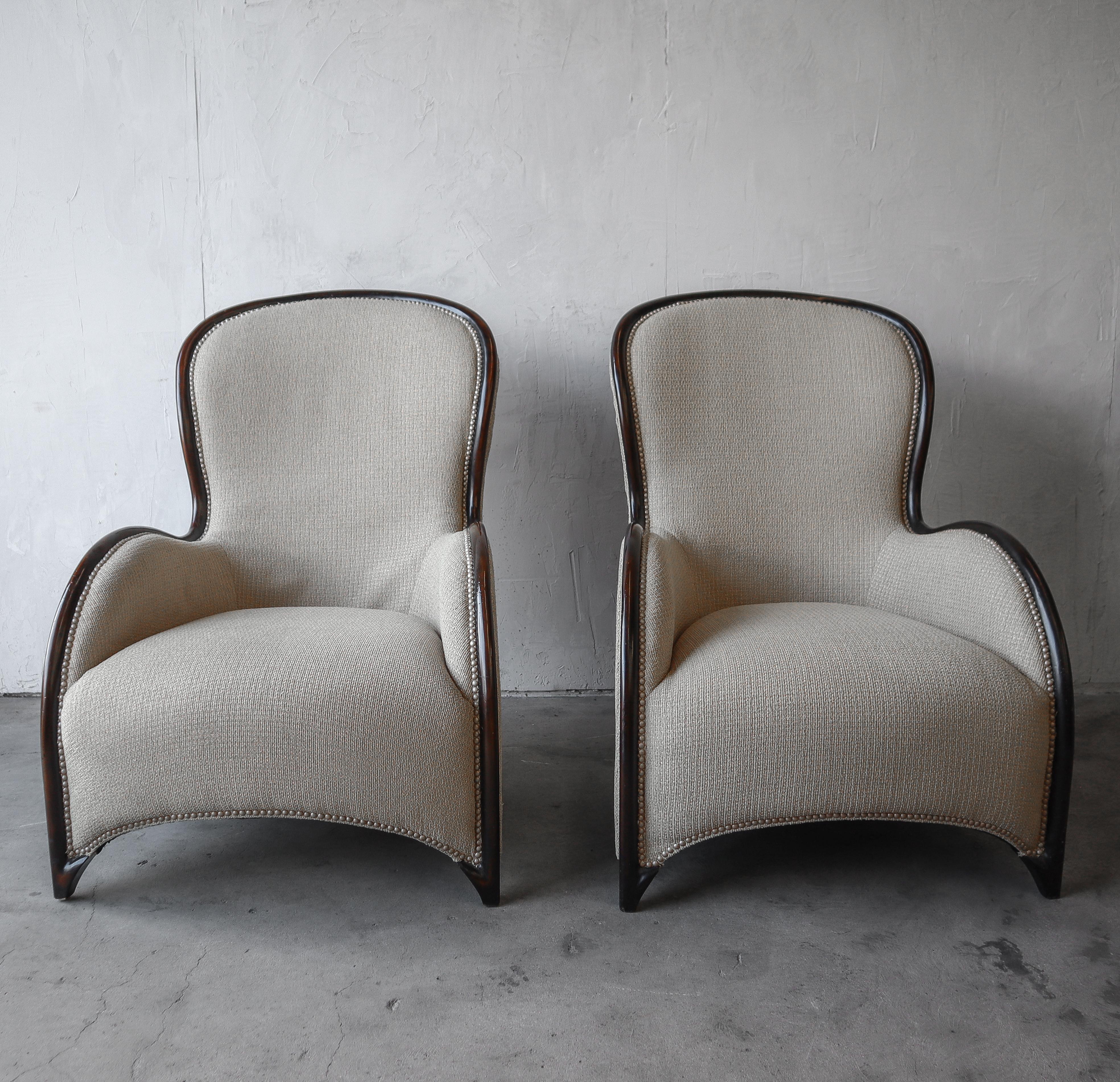 20th Century Large Scale Pair of Lounge Chairs