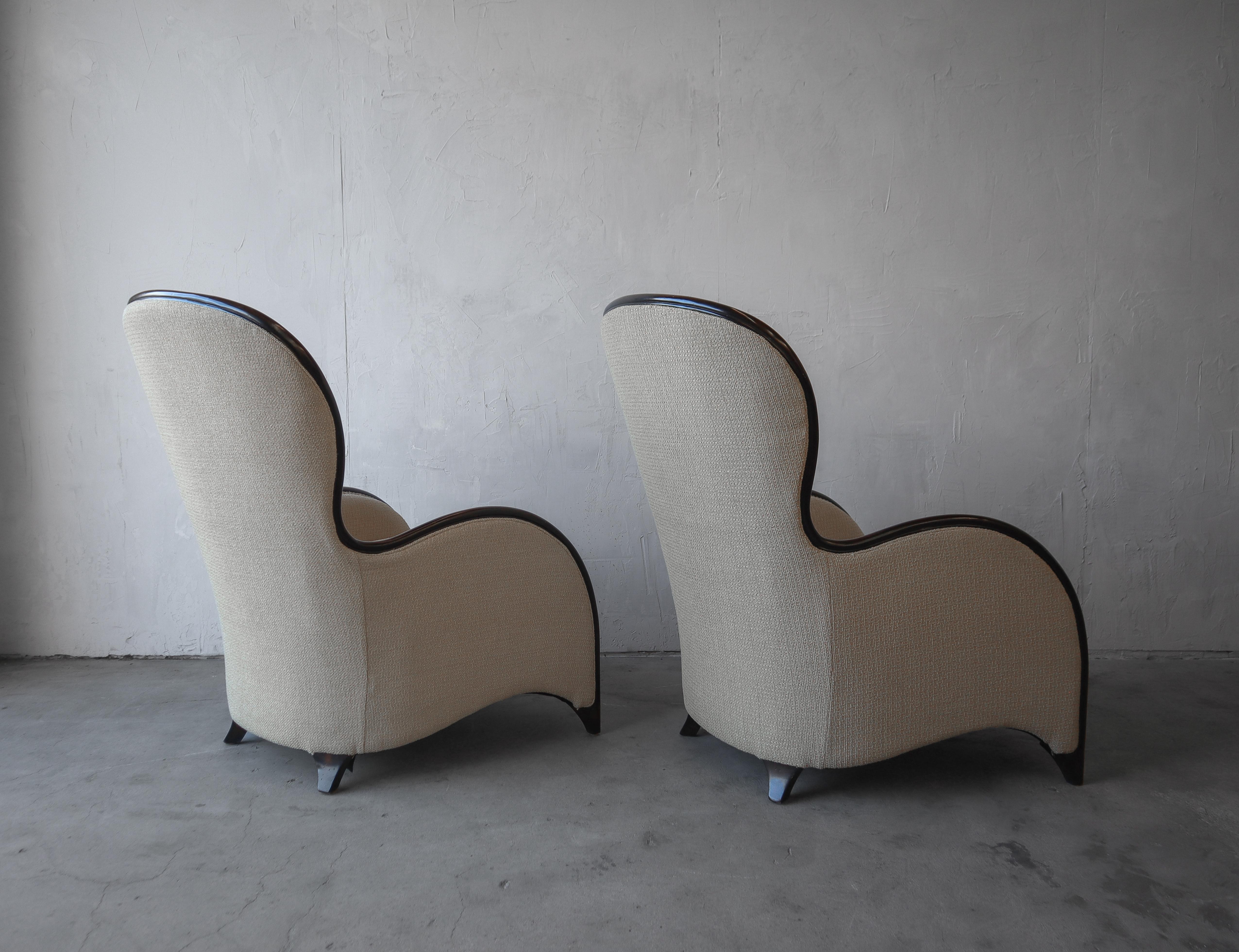 Fabric Large Scale Pair of Lounge Chairs