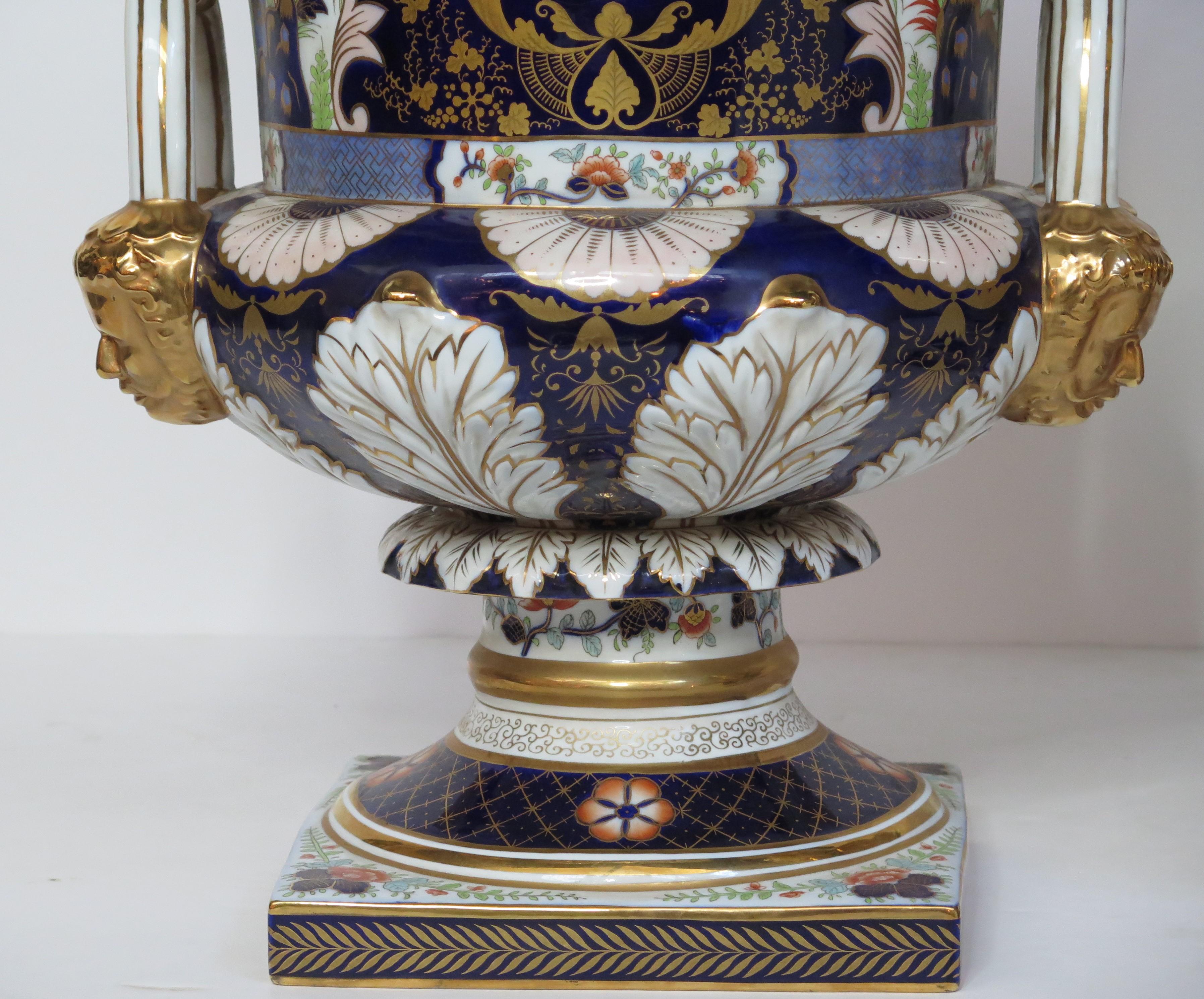 Large Scale Pair of Royal Crown Derby Style Campana Urns 4