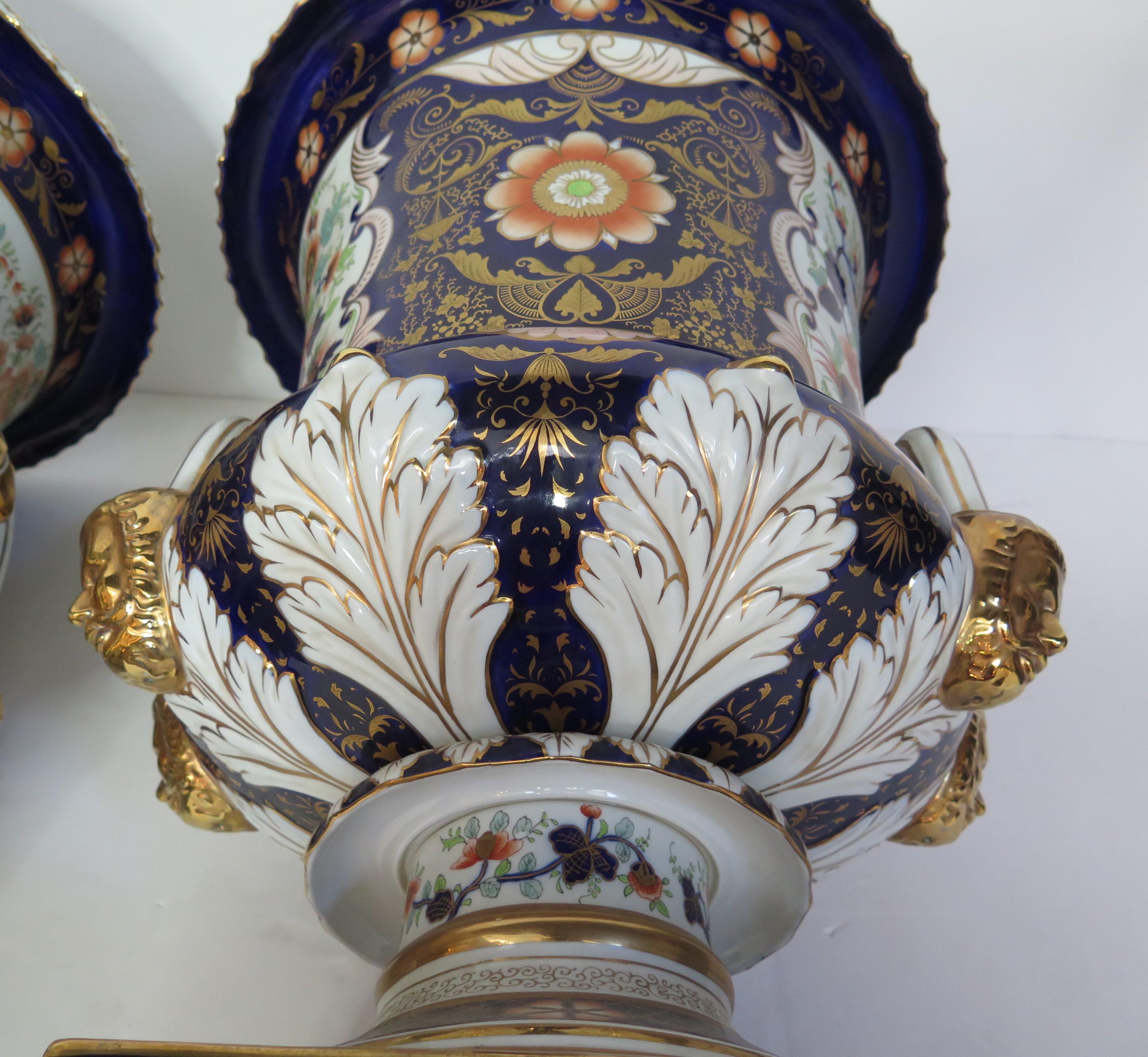 Large Scale Pair of Royal Crown Derby Style Campana Urns 5