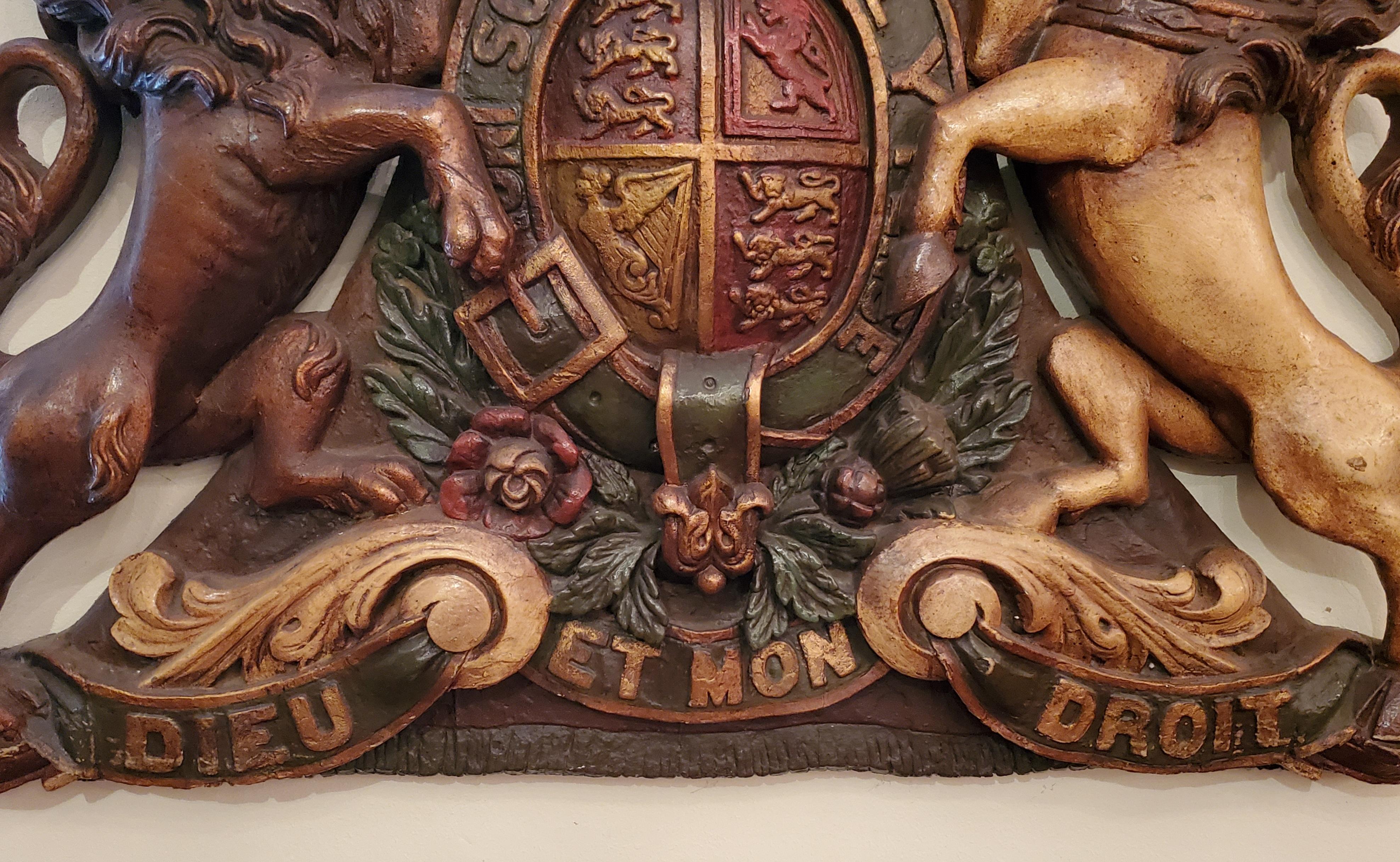 Large Scale Papier-Mache Heraldic Coat of Arms In Good Condition In New Orleans, LA