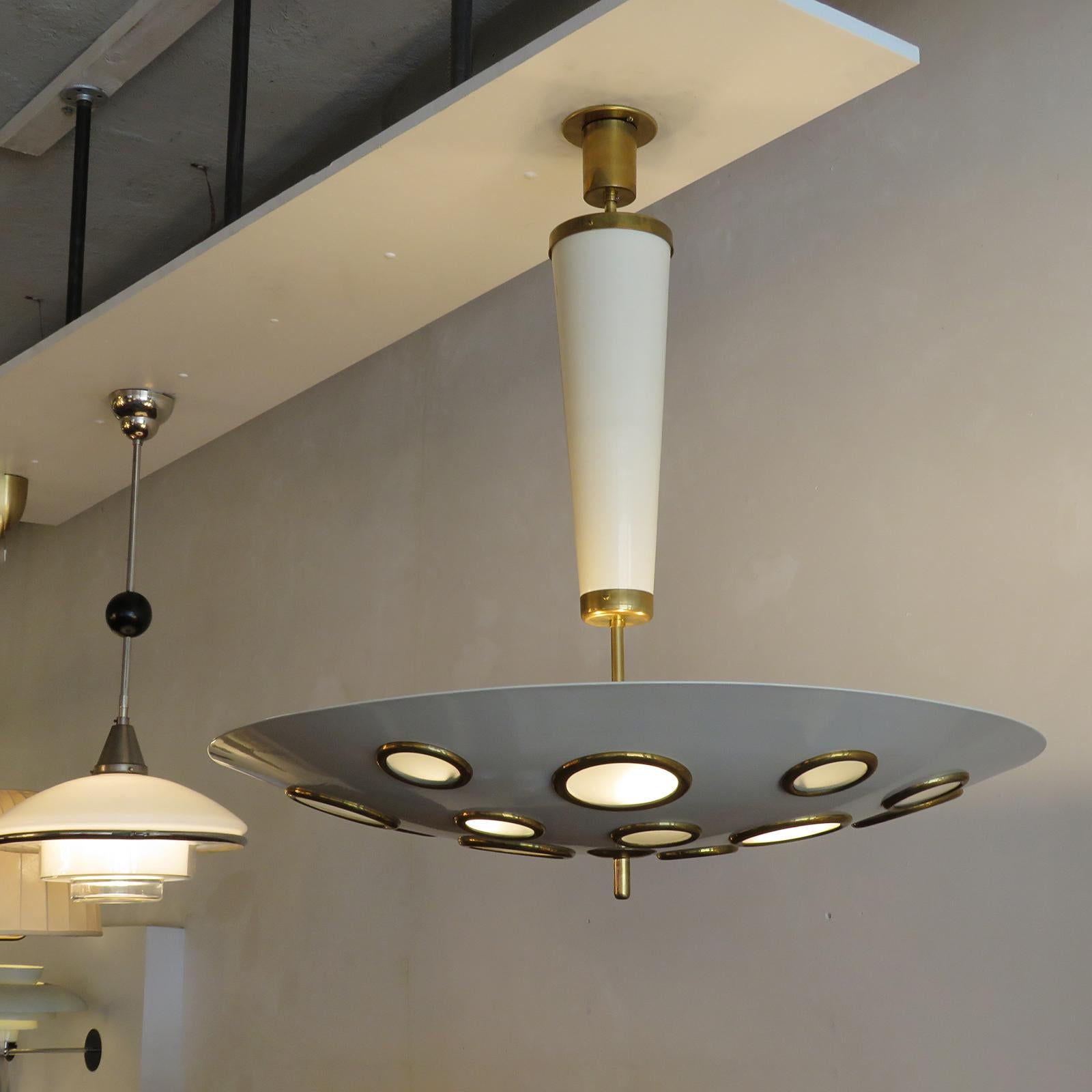 Lampada a sospensione di grandi dimensioni di Lumen Milano, 1950 in vendita 2