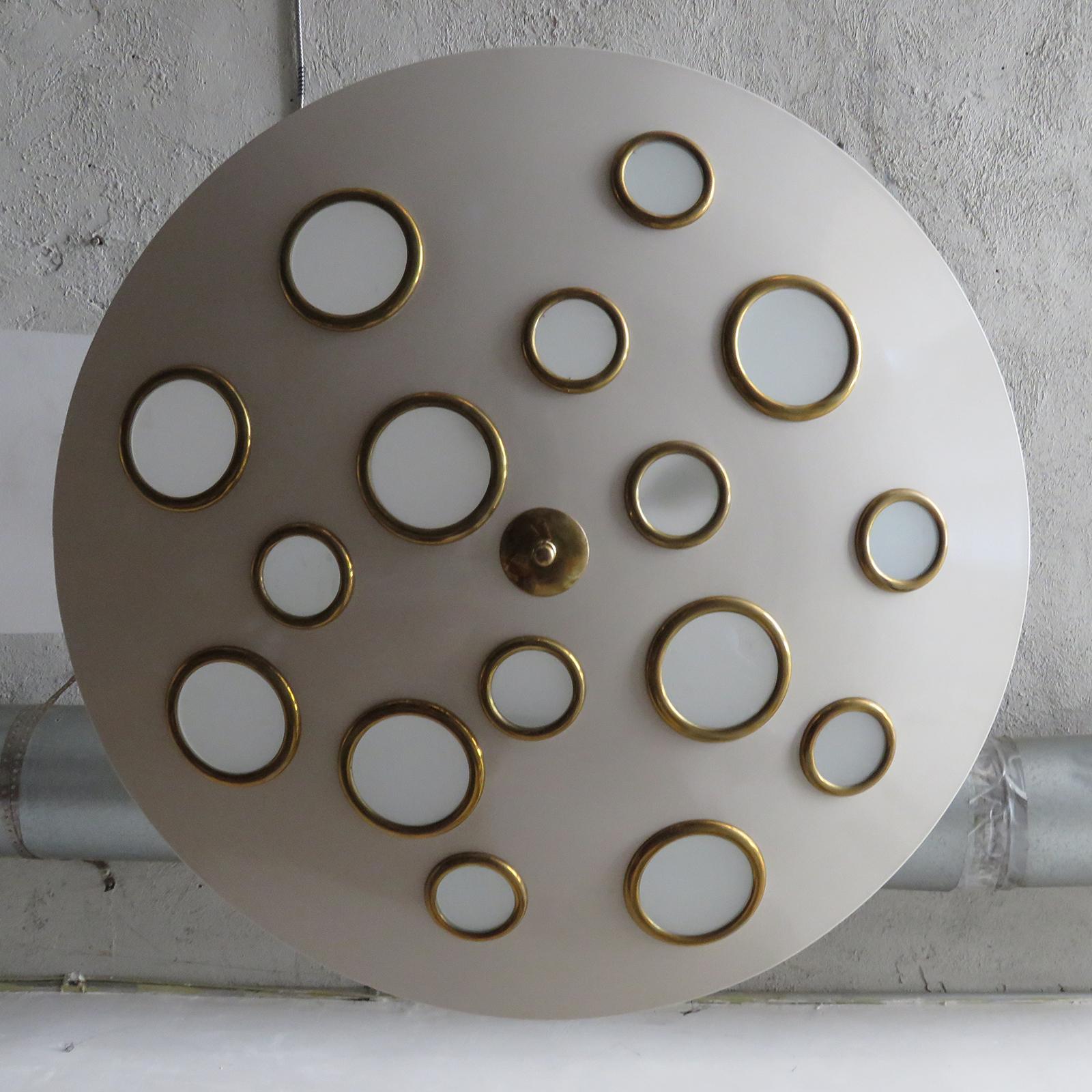 Smaltato Lampada a sospensione di grandi dimensioni di Lumen Milano, 1950 in vendita