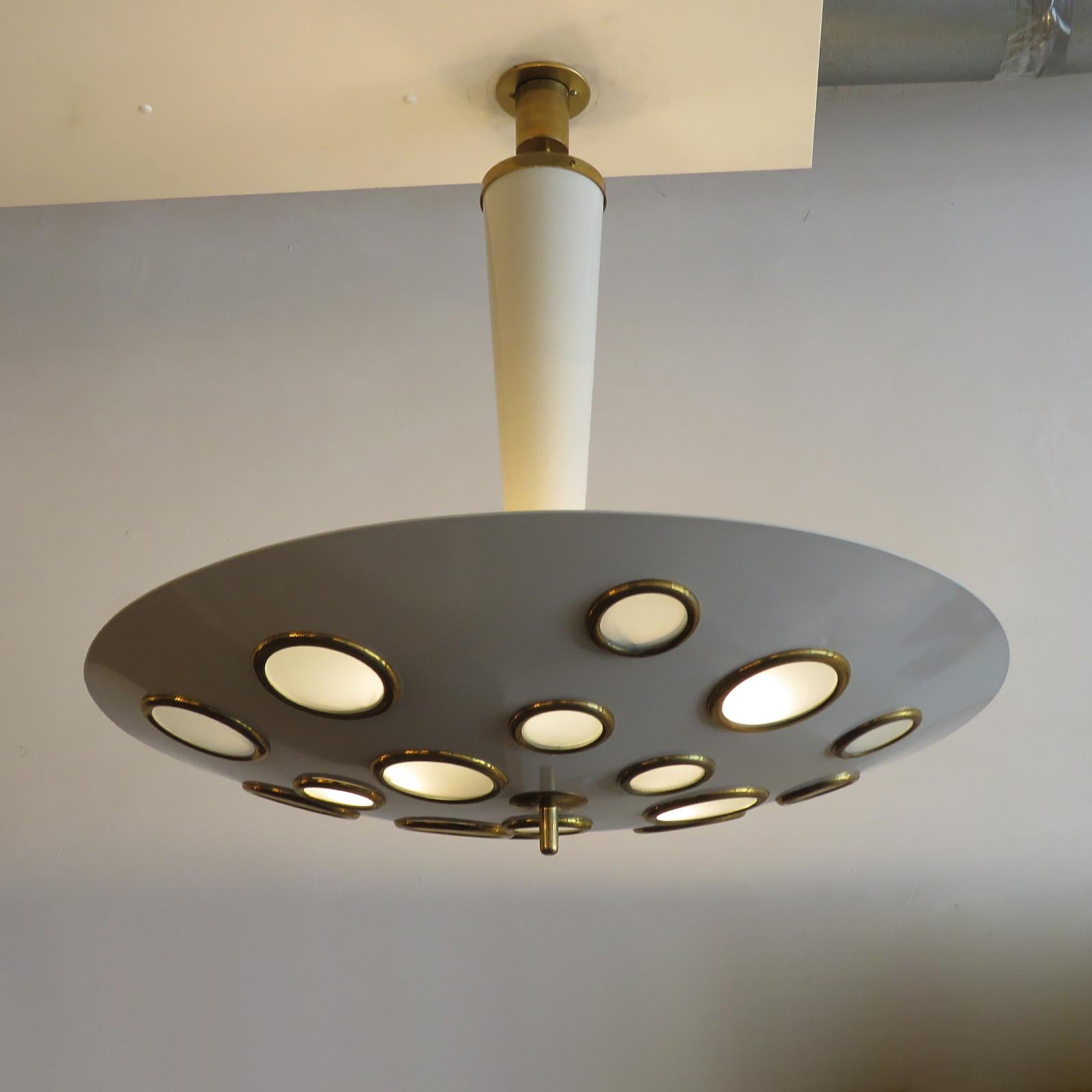 Lampada a sospensione di grandi dimensioni di Lumen Milano, 1950 in vendita 1