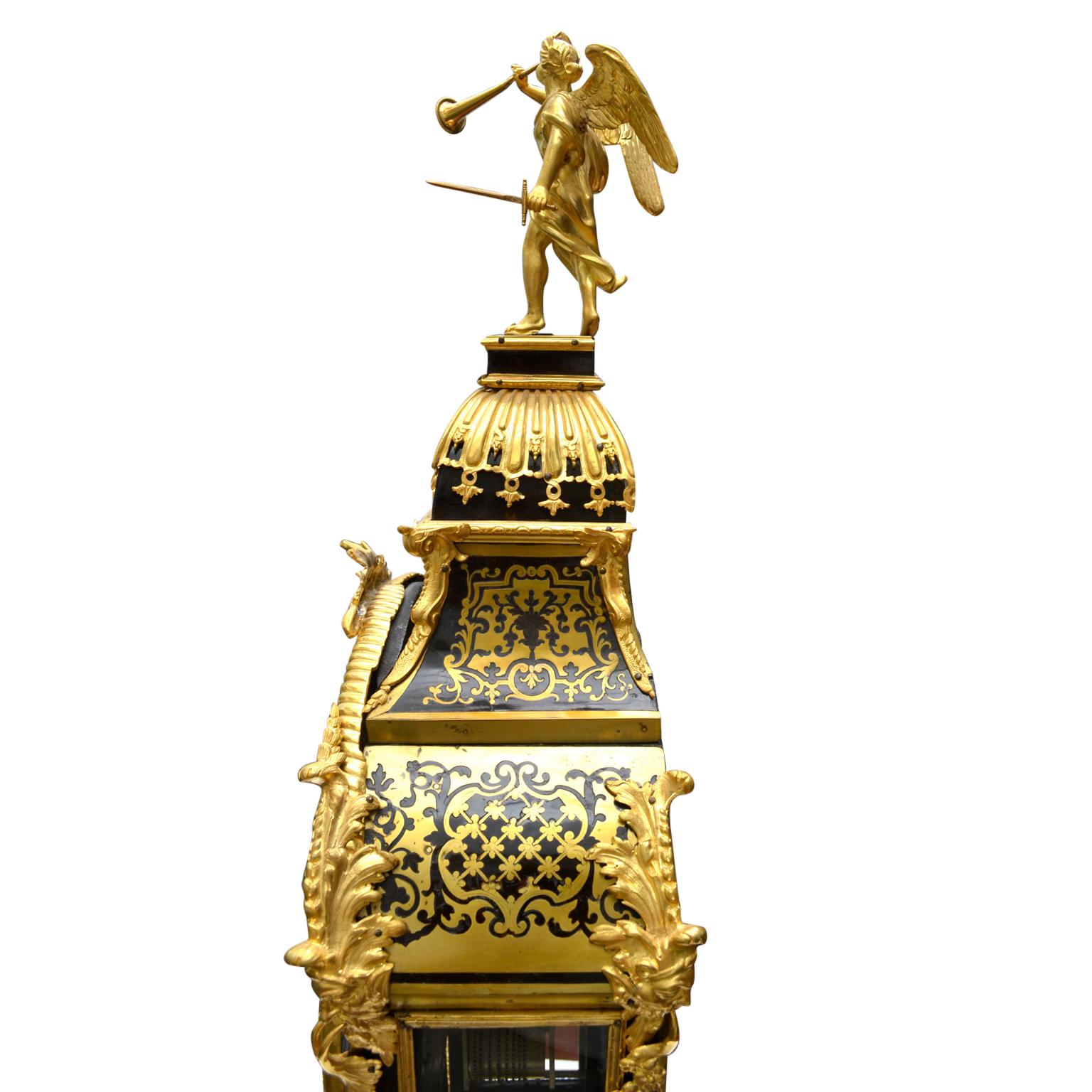 Large Scale Period Louis XIV Boulle Cartel Clock with Matching Plinth/Bracket For Sale 4