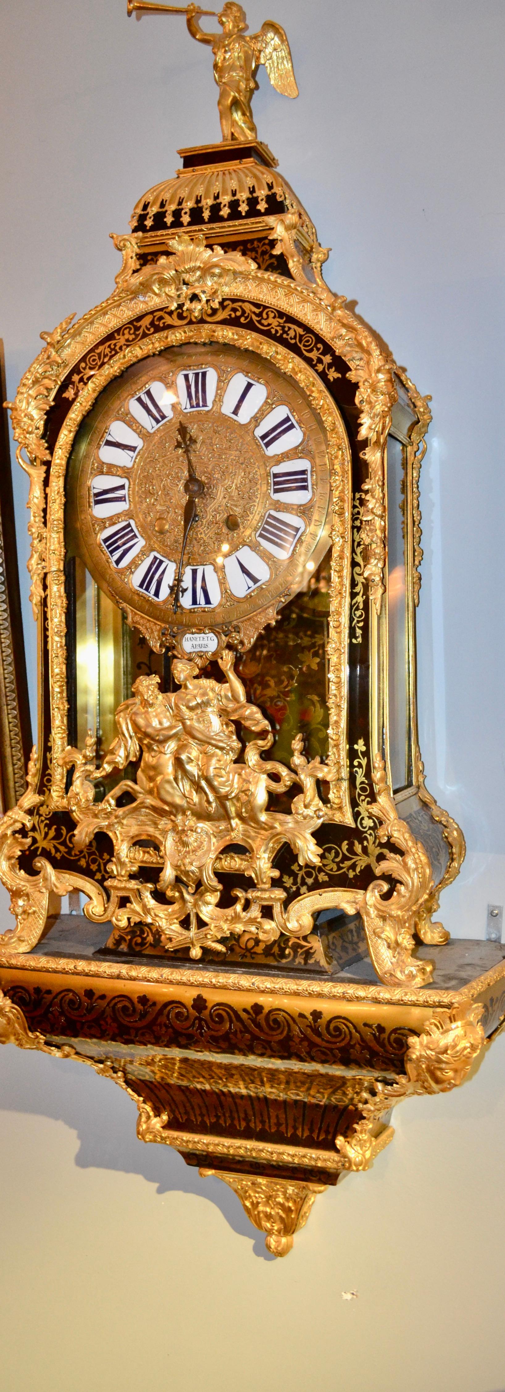Large Scale Period Louis XIV Boulle Cartel Clock with Matching Plinth/Bracket For Sale 9