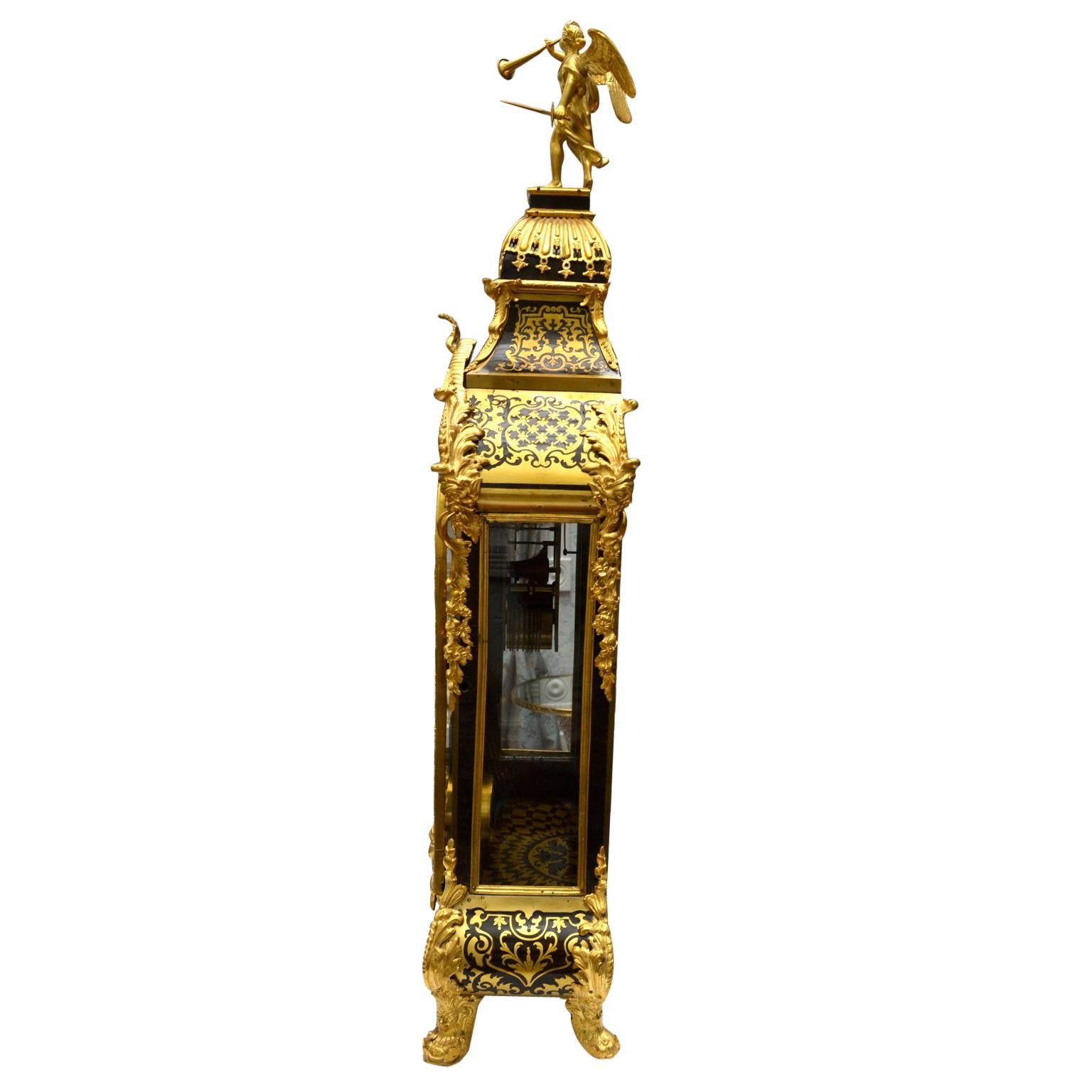 18th Century Large Scale Period Louis XIV Boulle Cartel Clock with Matching Plinth/Bracket For Sale