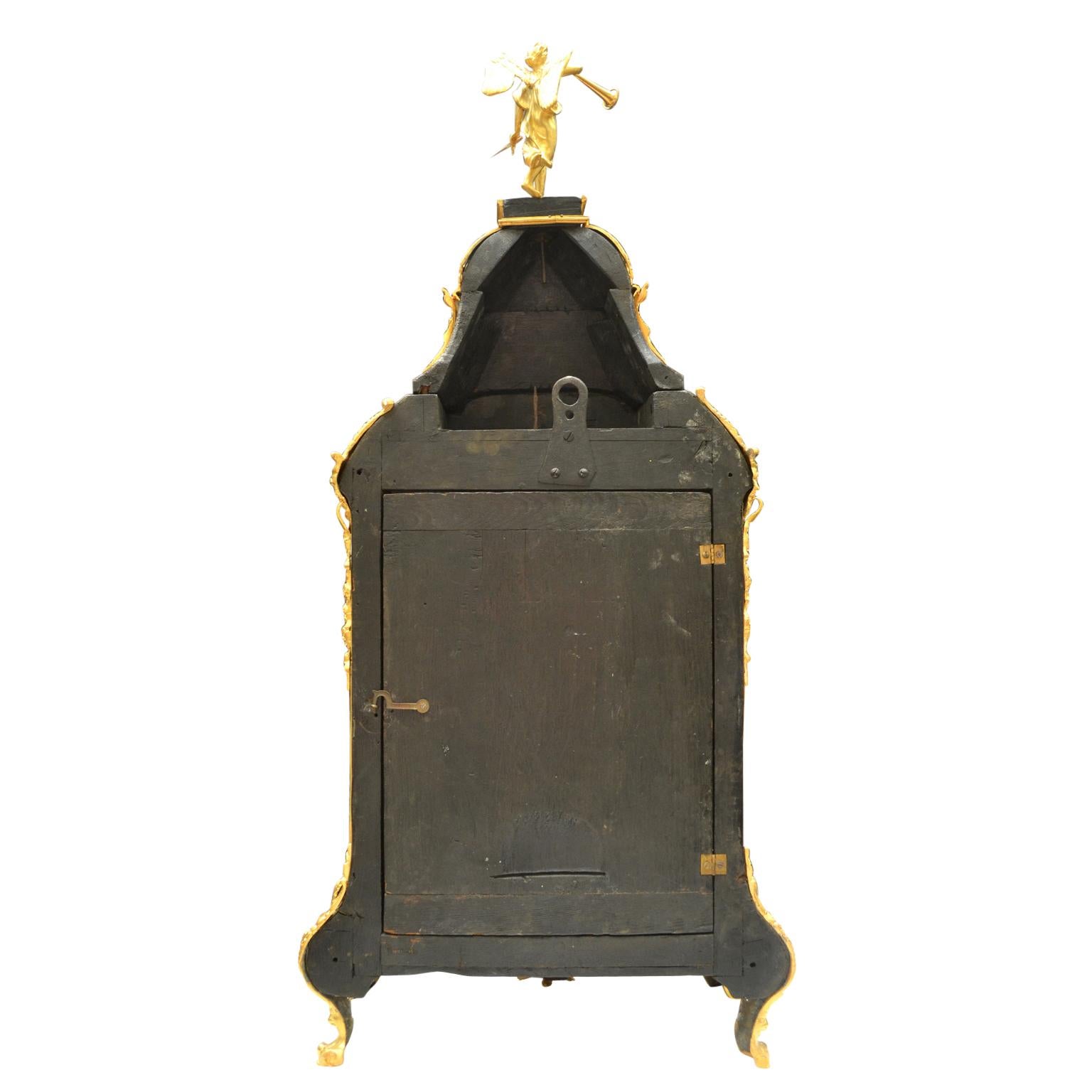 Brass Large Scale Period Louis XIV Boulle Cartel Clock with Matching Plinth/Bracket For Sale