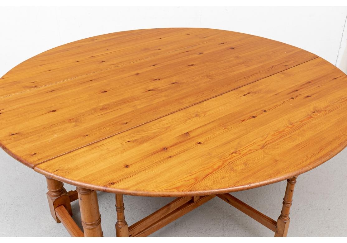 Rustic Large Scale Pine Gate Leg Drop-Leaf Dining Table