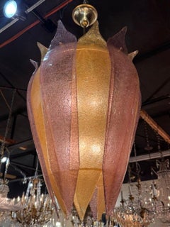 Large Scale Pink and Gold Murano Glass Lantern