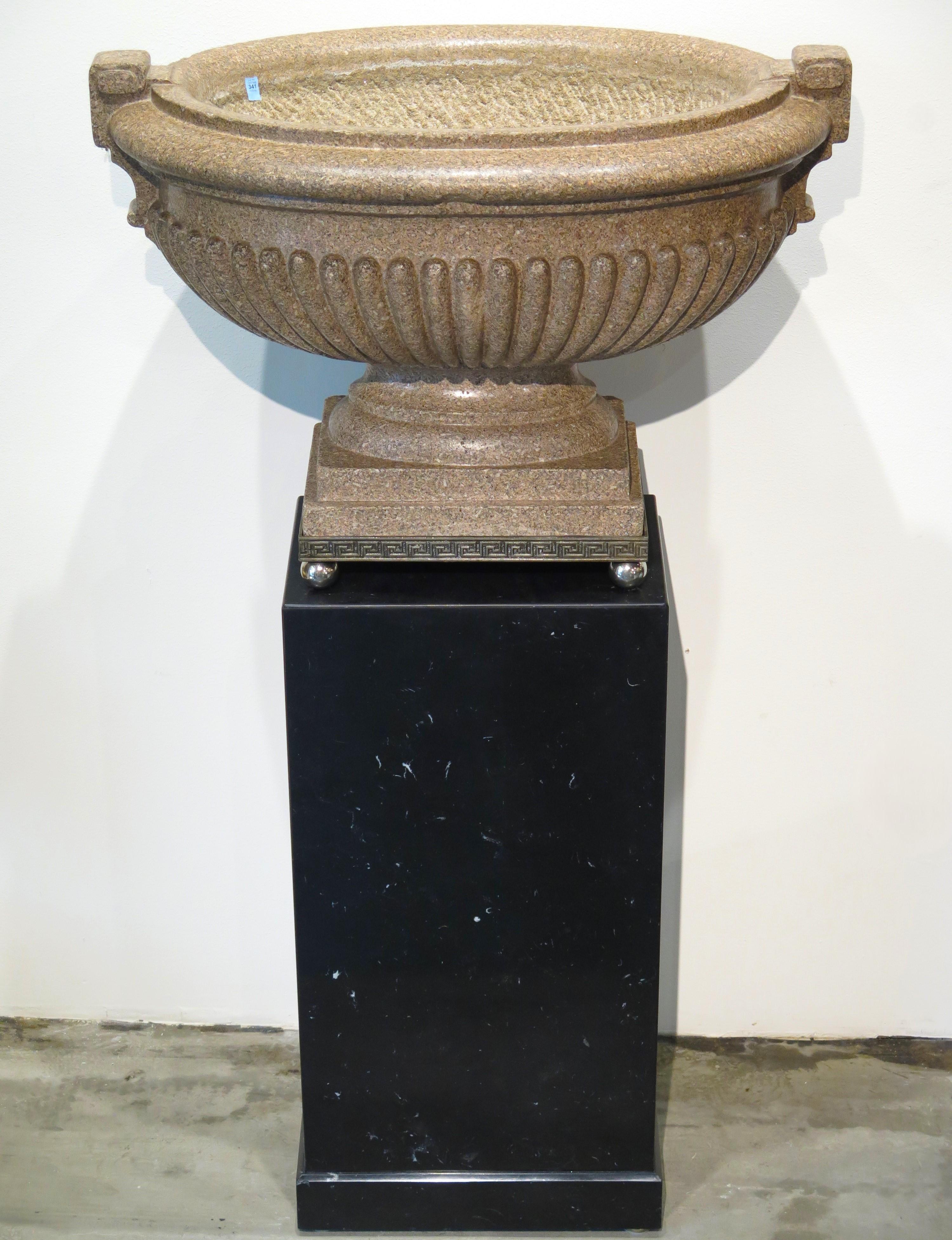 Neoclassical Large Scale Pink Granite Urn-Form Jardiniere For Sale