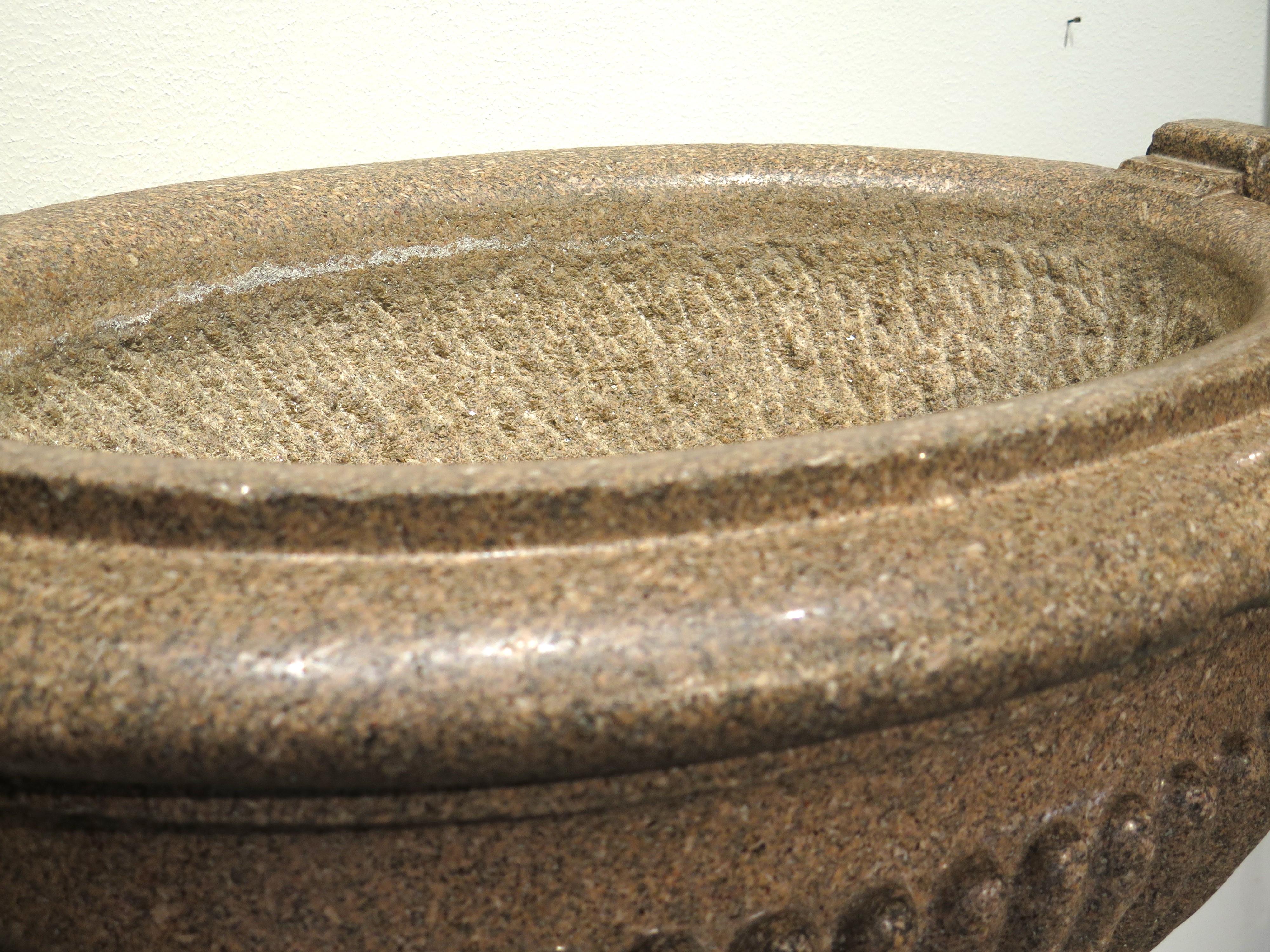 French Large Scale Pink Granite Urn-Form Jardiniere For Sale