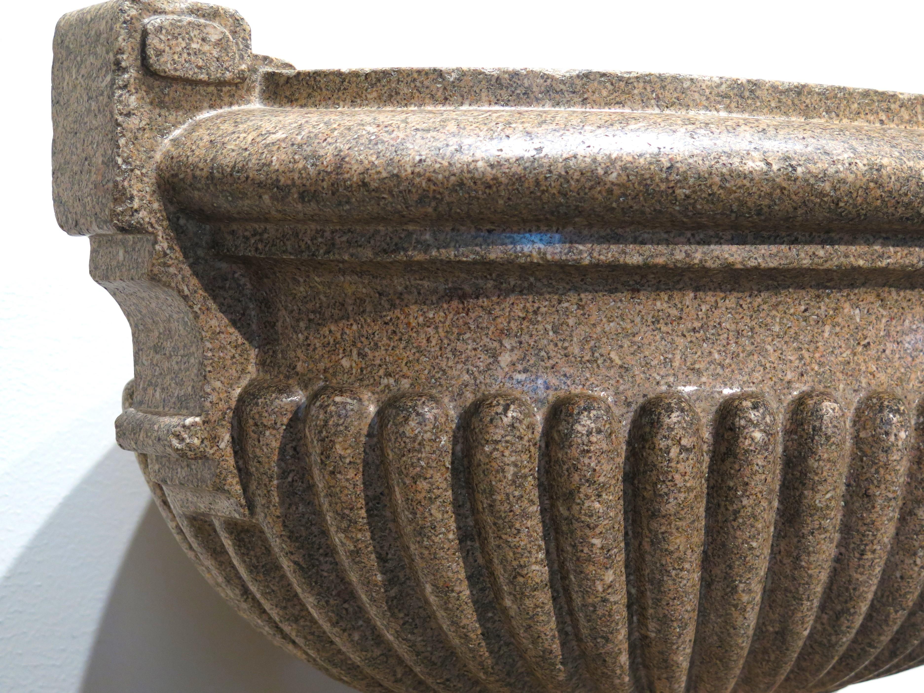Large Scale Pink Granite Urn-Form Jardiniere For Sale 2