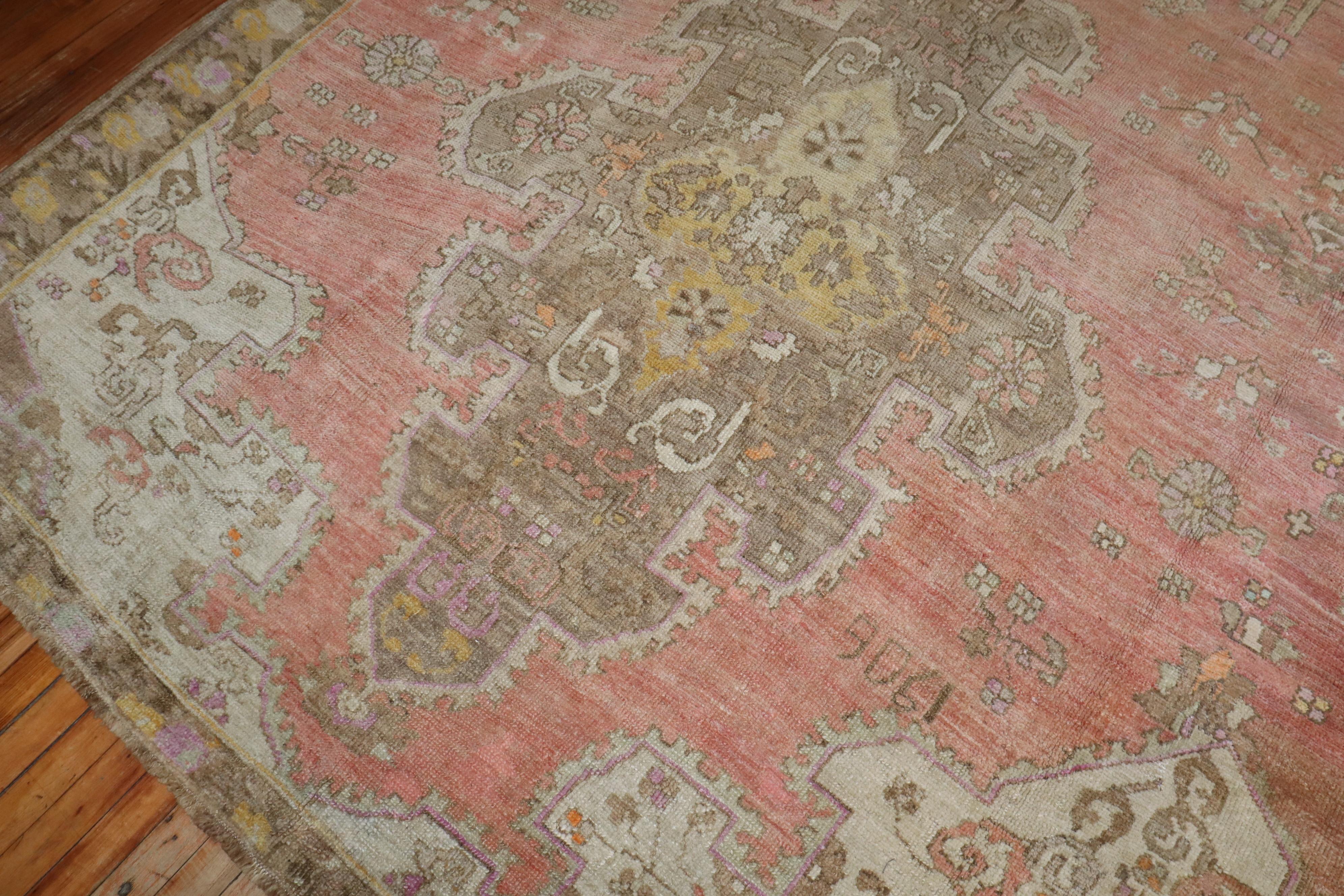 Hand-Knotted Zabihi Collection Large Scale Pink Turkish Kars Oversize Rug For Sale