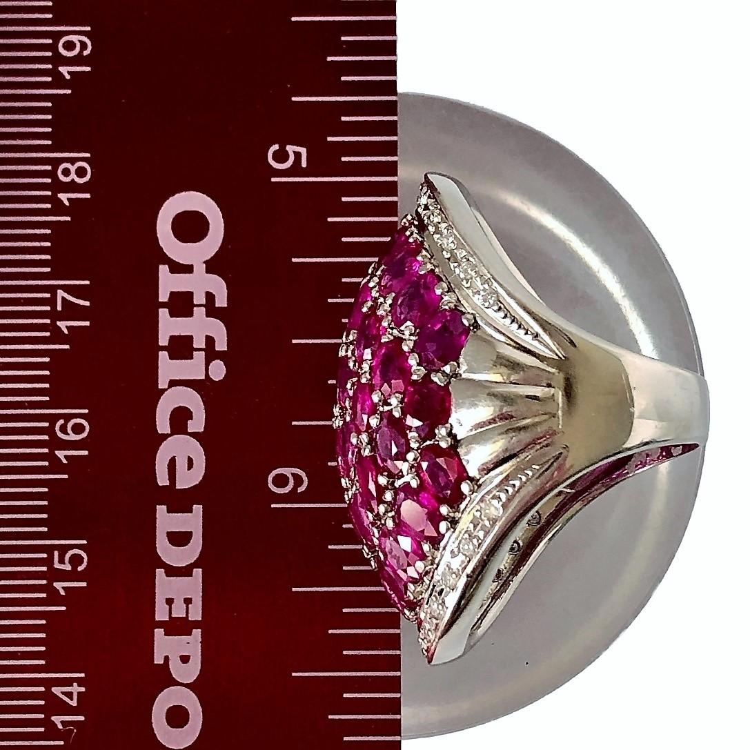 Large Scale Platinum Cocktail Ring with Diamonds and Rubies 1