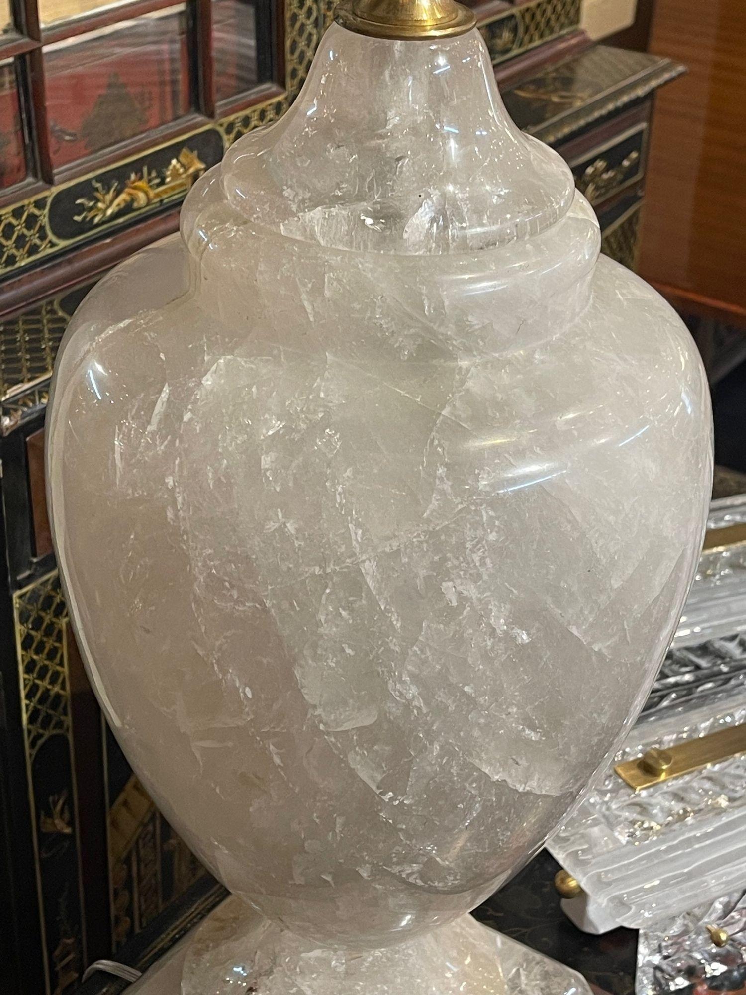Large Scale Polished Rock Crystal Lamp In Good Condition For Sale In Dallas, TX