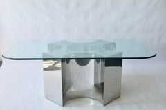Large-Scale Polished Steel Dining Table