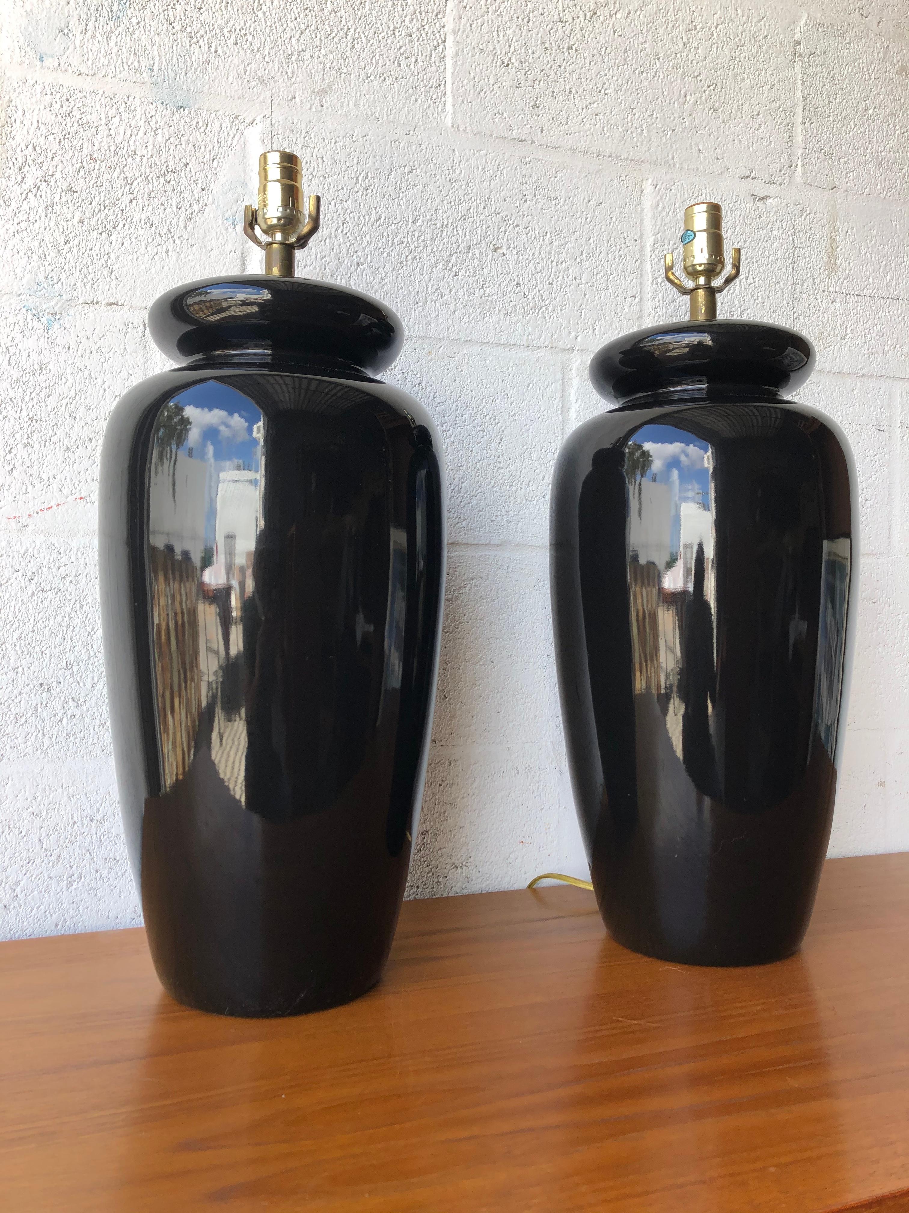 American Large Scale Post Modern Art Deco Inspired Ceramic Table Lamps. C. 1980s  For Sale