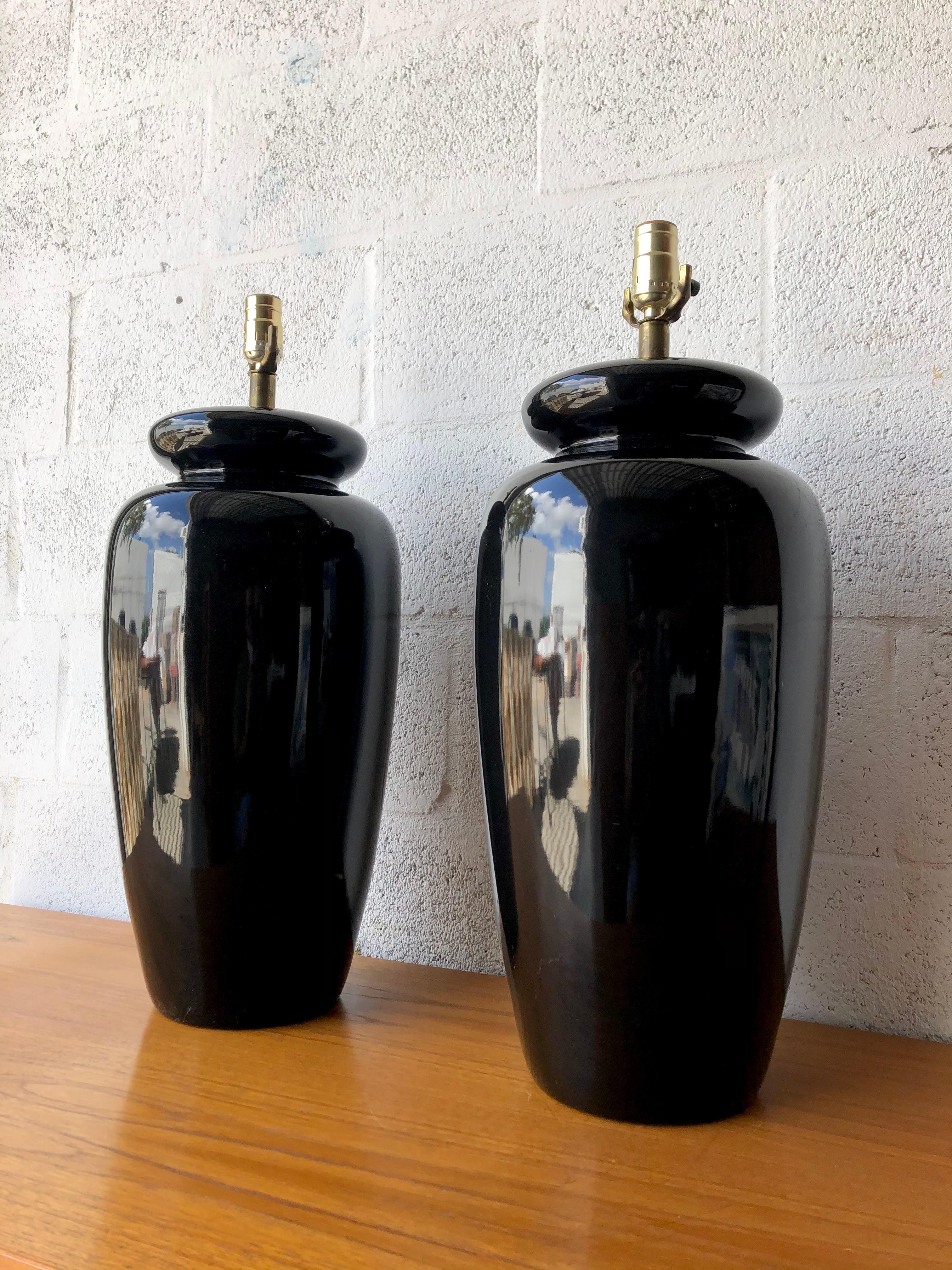 Late 20th Century Large Scale Post Modern Art Deco Inspired Ceramic Table Lamps. C. 1980s  For Sale