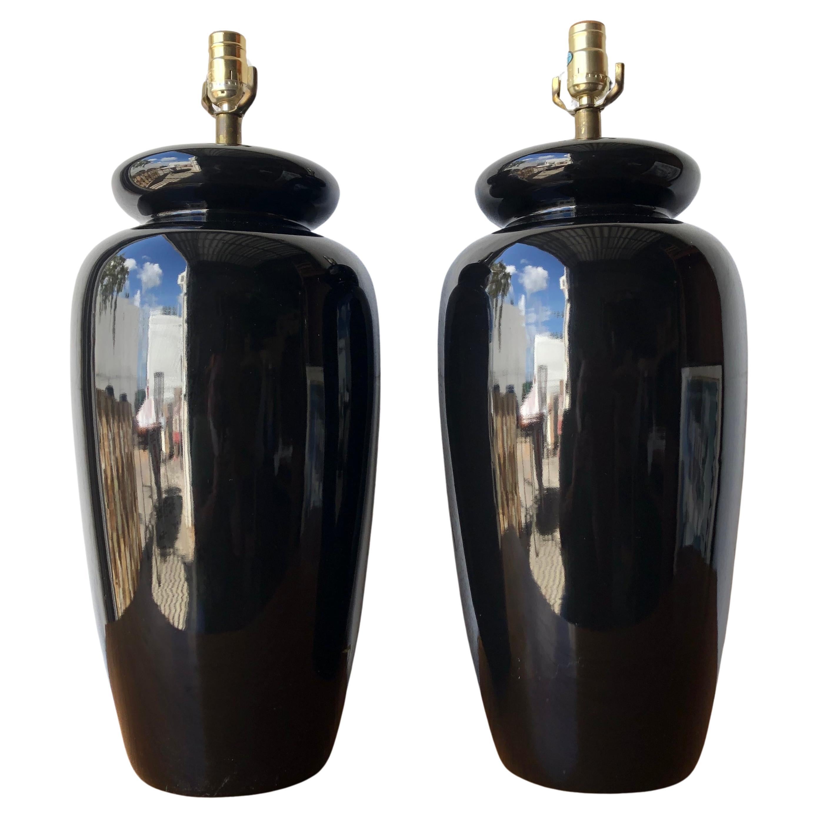 Large Scale Post Modern Art Deco Inspired Ceramic Table Lamps. C. 1980s  For Sale