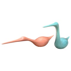 Großformatige postmoderne Keramik-Vogelfiguren-Figuren aus Jaru Art Pottery of California