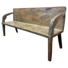 Vintage Large Scale Primitive Teak Wood Bench - Wabi Sabi Folkart