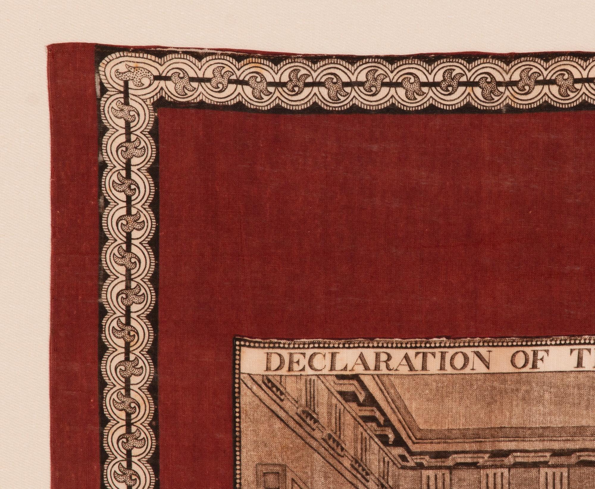 Large Scale Printed Kerchief of the Signing of the Declaration of Independence In Good Condition For Sale In York County, PA