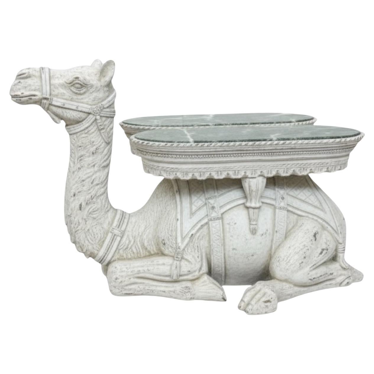 American Large Scale Regency Style Camel Form Marble Top Side Table For Sale
