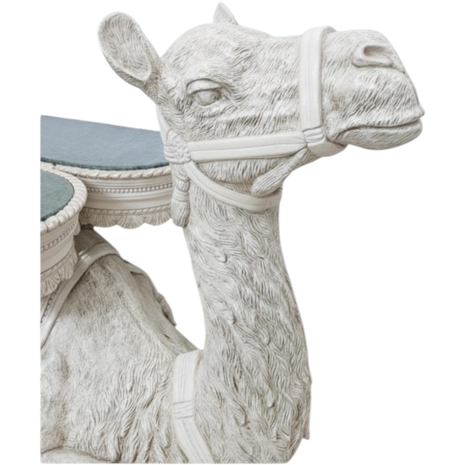 20th Century Large Scale Regency Style Camel Form Marble Top Side Table For Sale