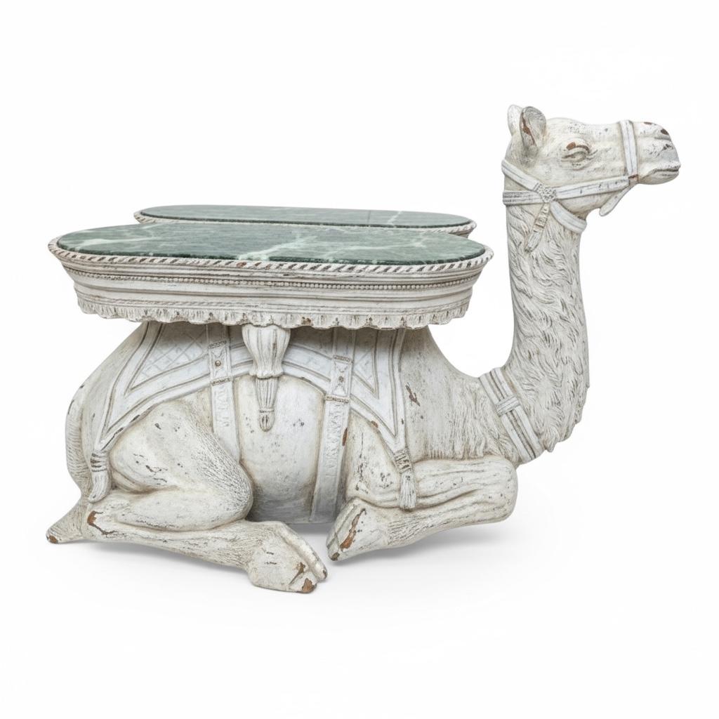 Large Scale Regency Style Camel Form Marble Top Side Table For Sale 2