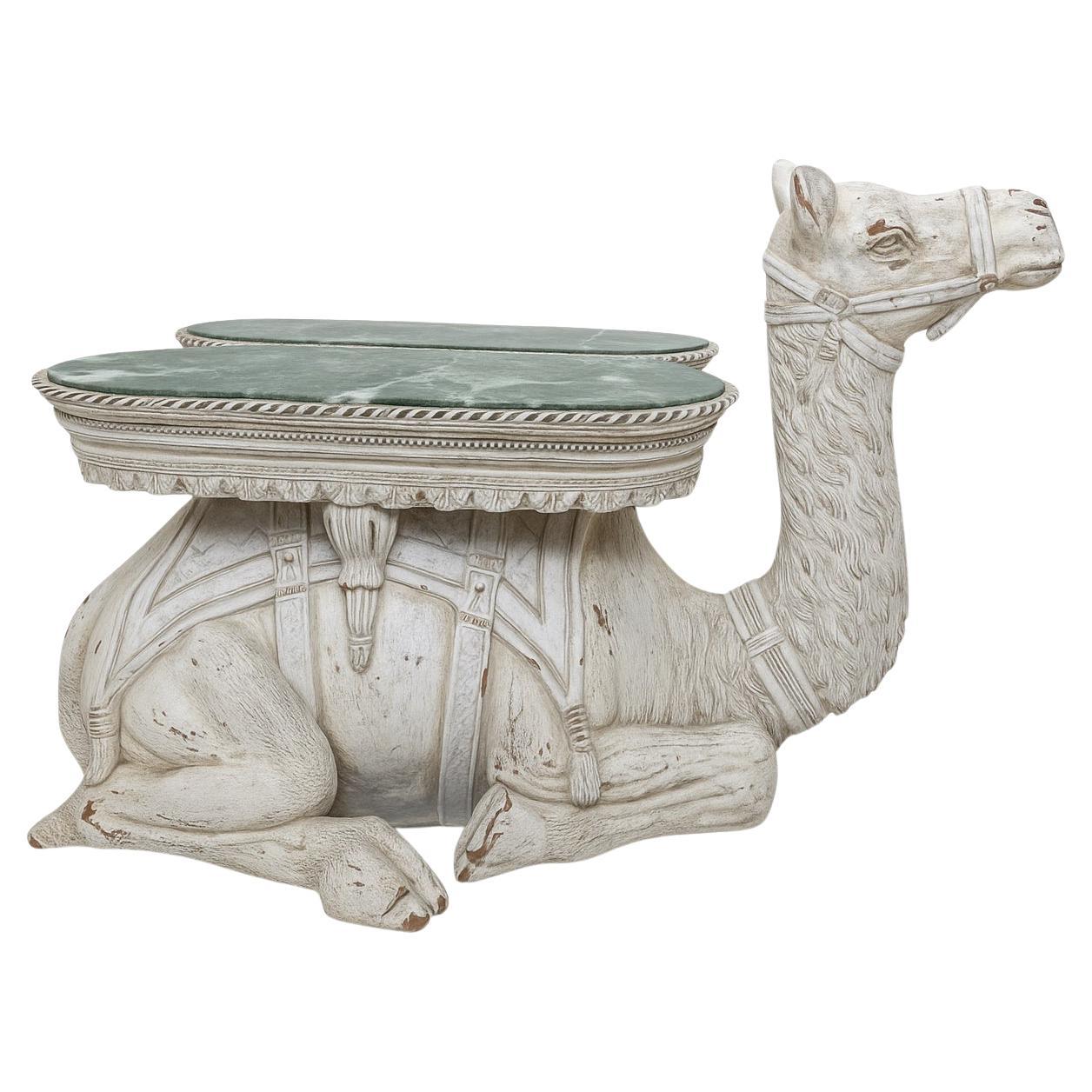 Large Scale Regency Style Camel Form Marble Top Side Table For Sale