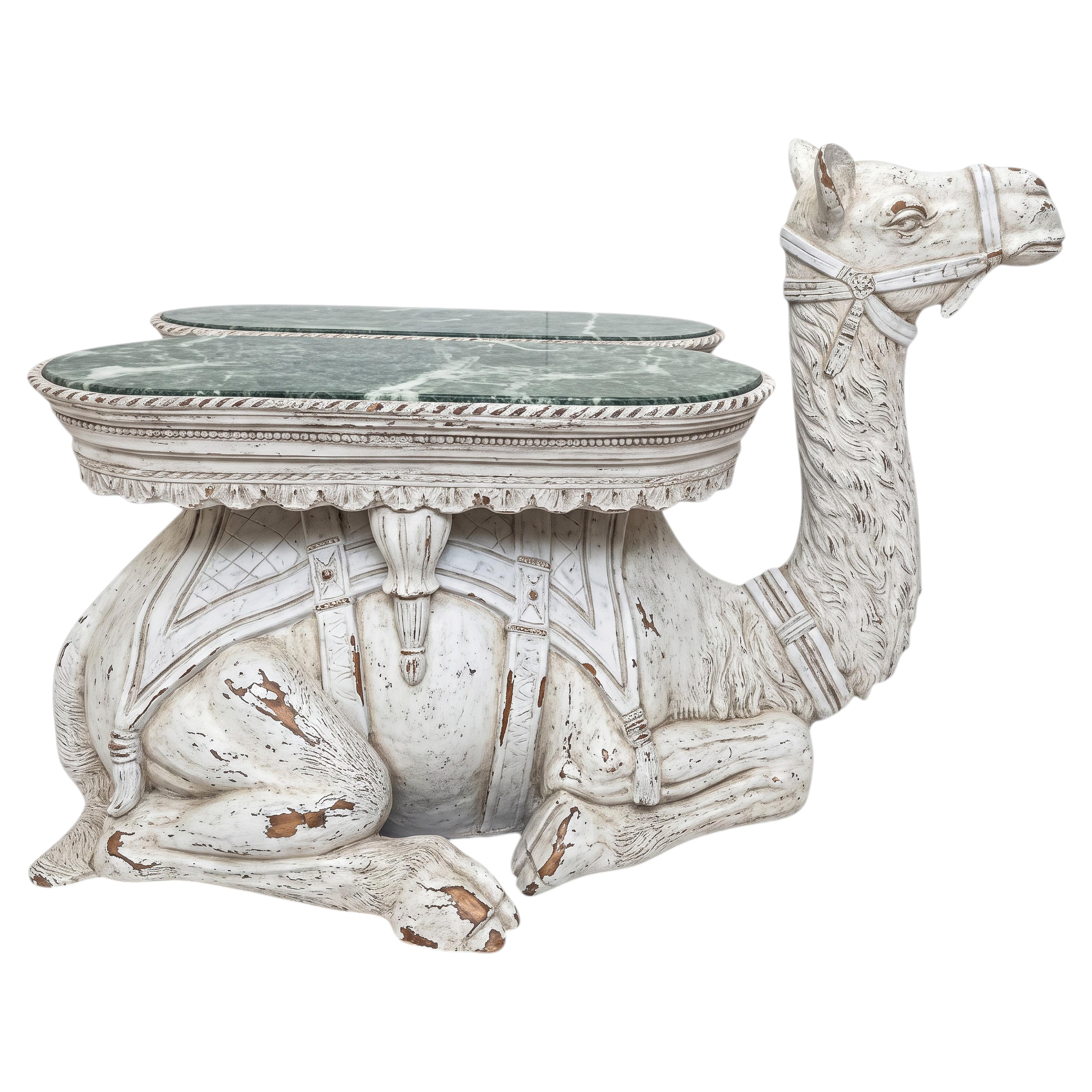 Large Scale Regency Style Camel Form Marble Top Side Table For Sale