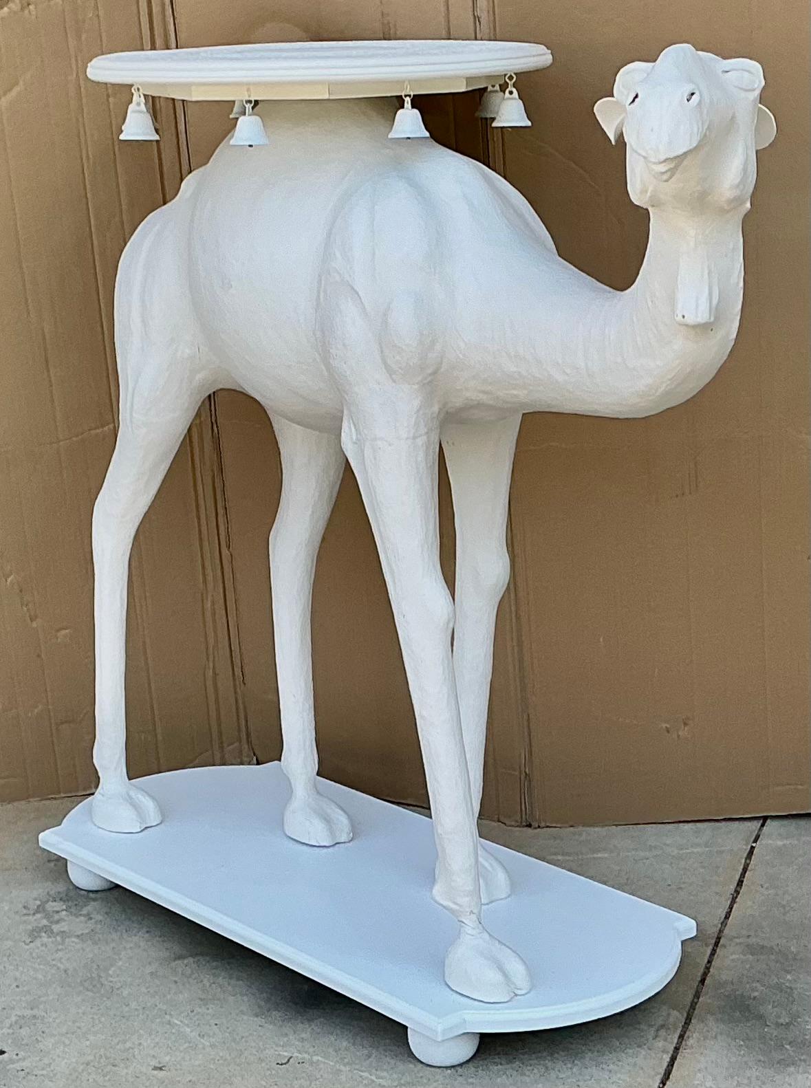 Large Scale Regency Style Hand Painted White Carved Camel Side Table 4