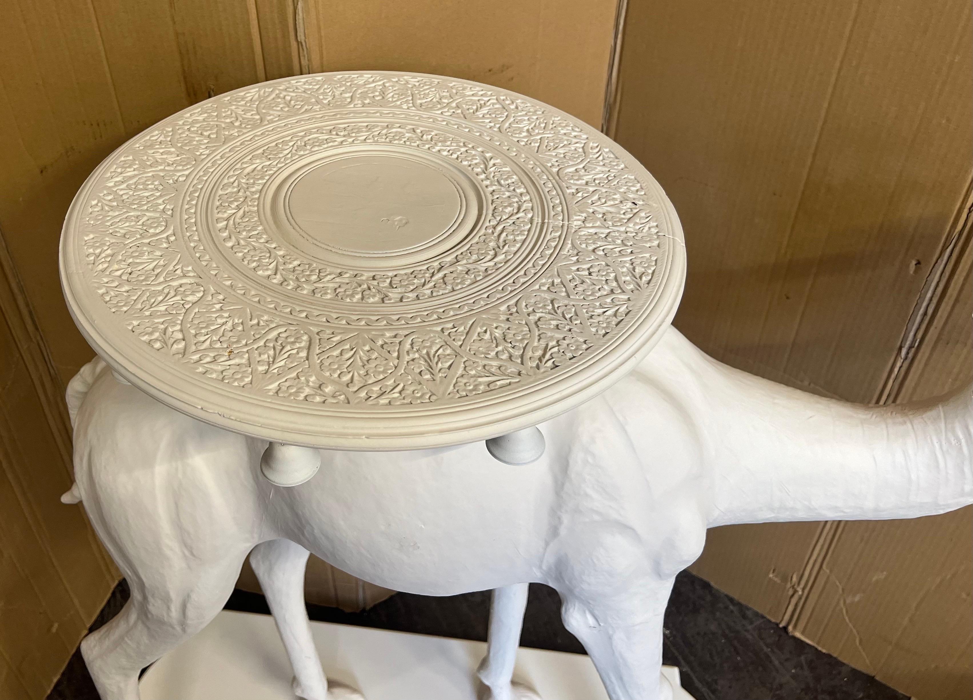 Large Scale Regency Style Hand Painted White Carved Camel Side Table 6