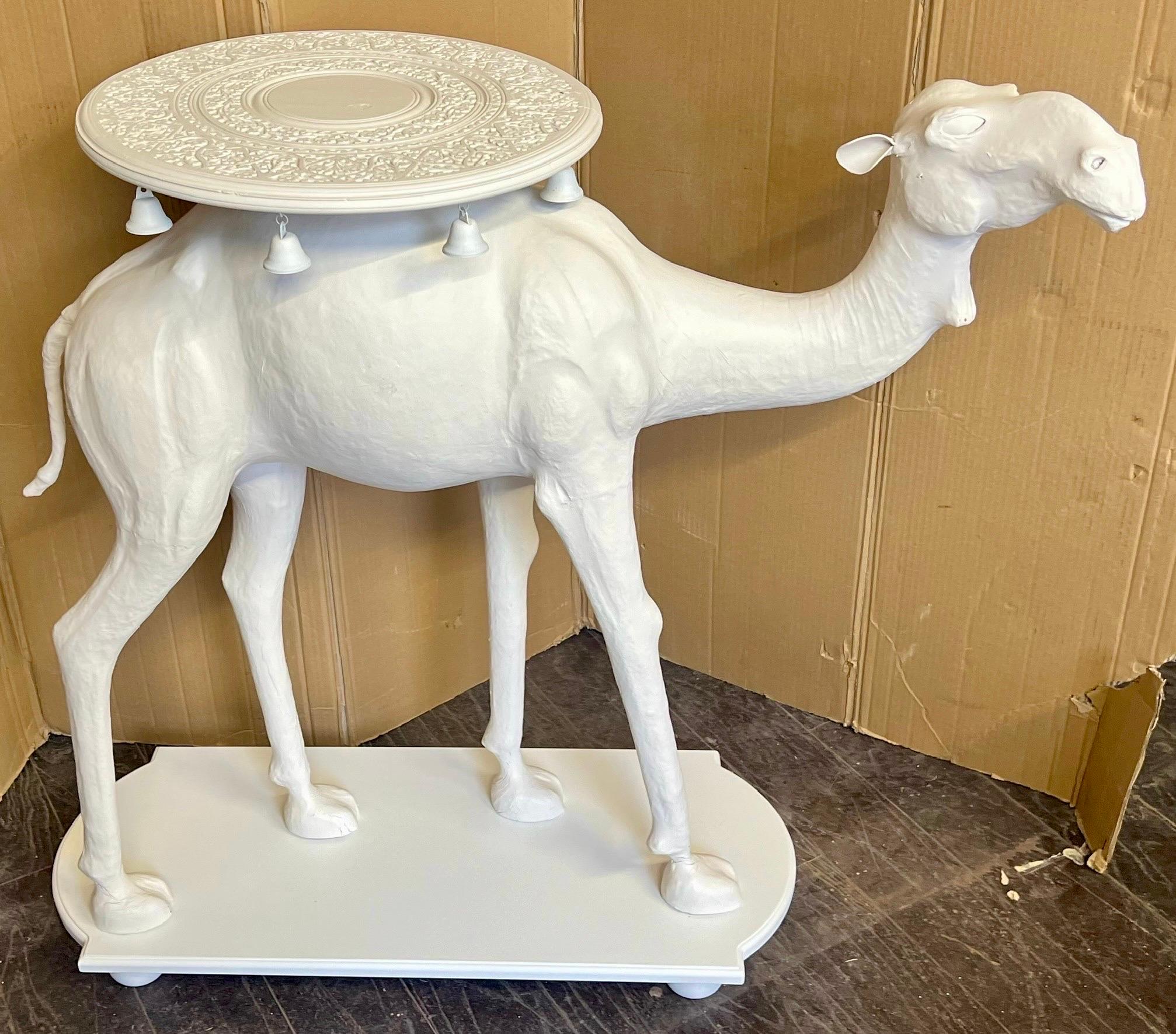 Large Scale Regency Style Hand Painted White Carved Camel Side Table 8
