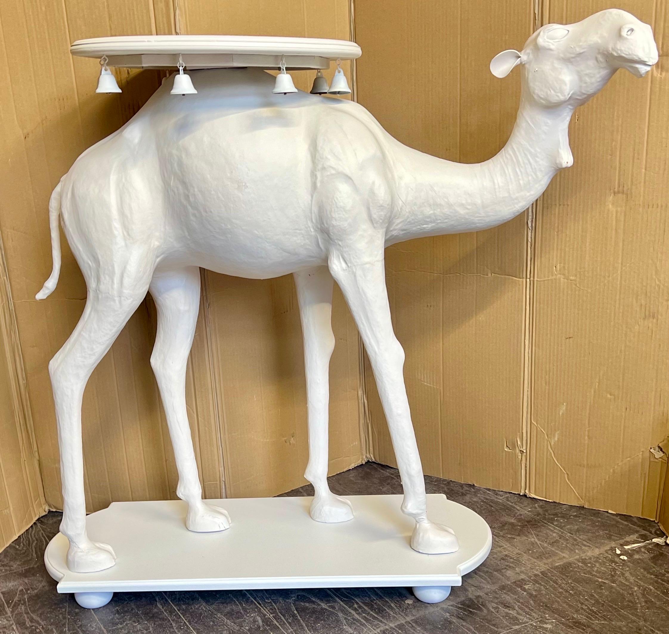 Large Scale Regency Style Hand Painted White Carved Camel Side Table 9