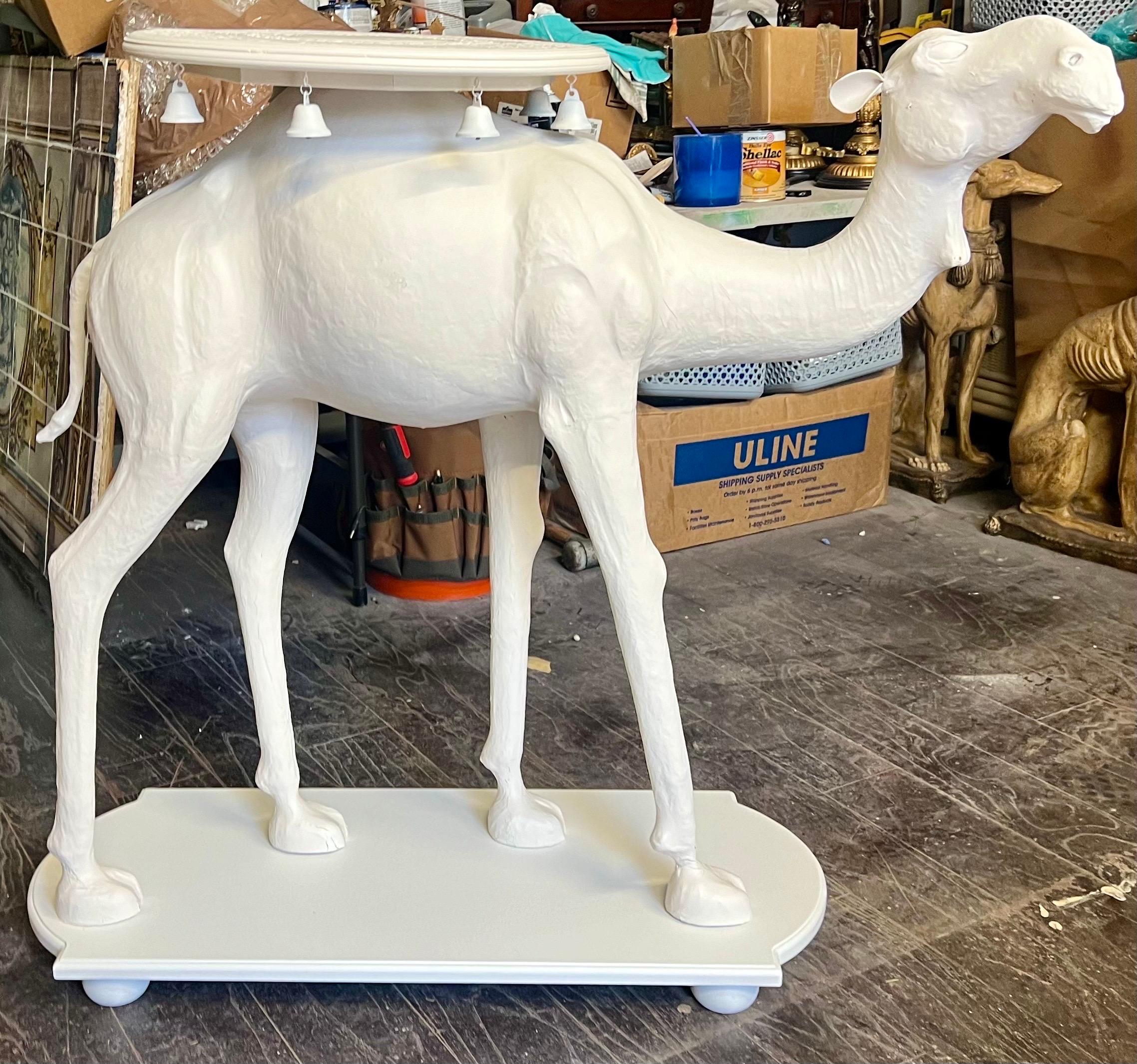 Large Scale Regency Style Hand Painted White Carved Camel Side Table 10