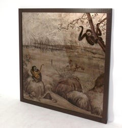 Große Skala Reverse Glas Chinoiserie Malerei von Miriam Ellner 51" x 51"